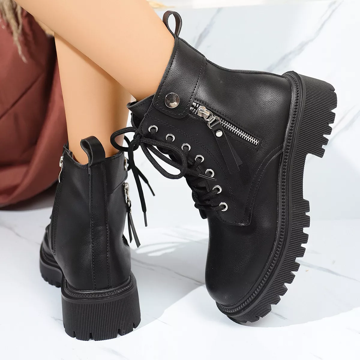 Round Toe Block Heels Boots with Mid-Heel Comfort - Image 7