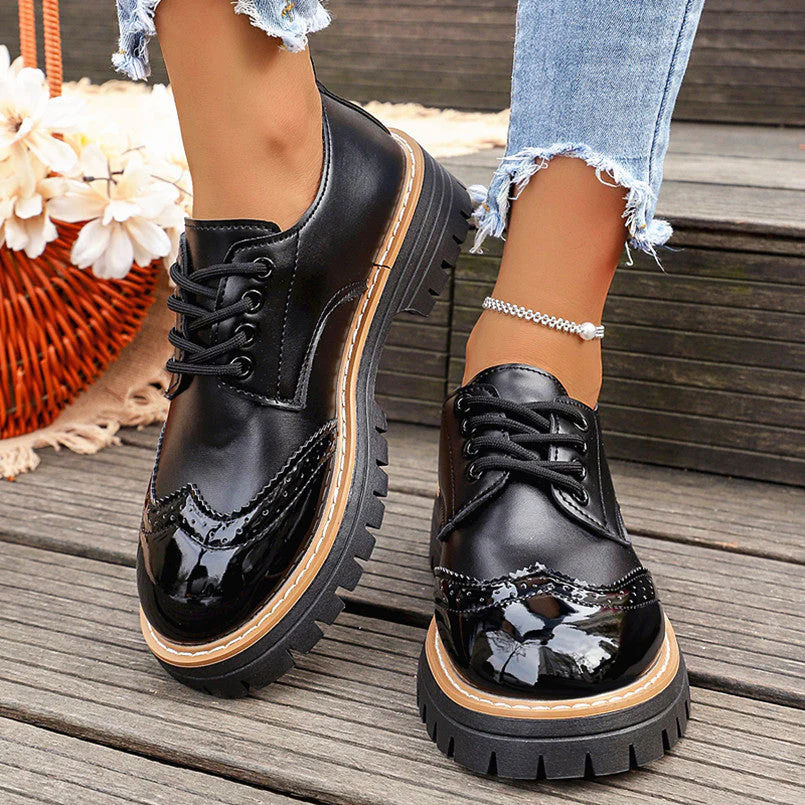 Round Toe Flatheeled Laceup Pumps For Women - Image 6
