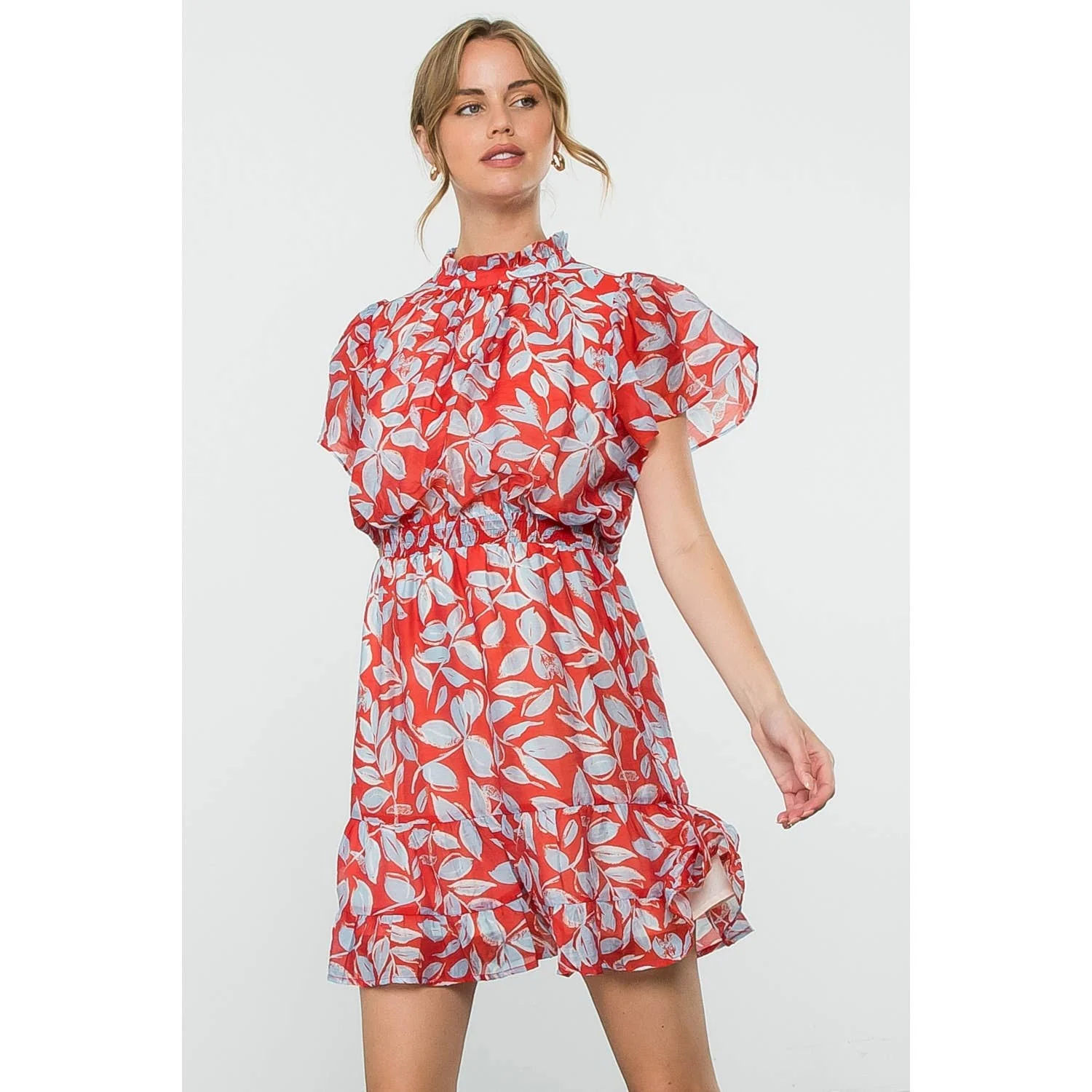 Rowena-Flutter Sleeve Print Dress - Image 2