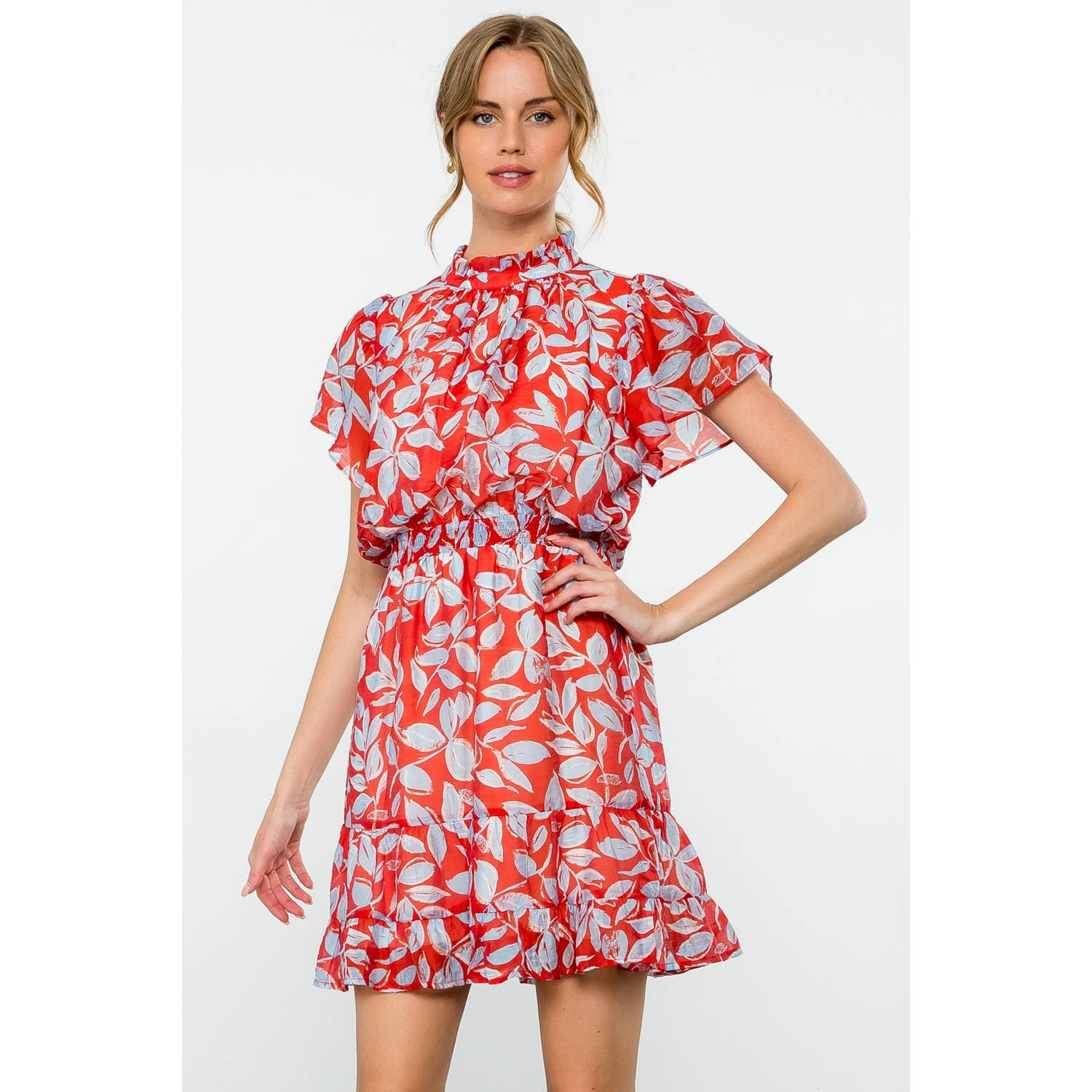 Rowena-Flutter Sleeve Print Dress - Image 6