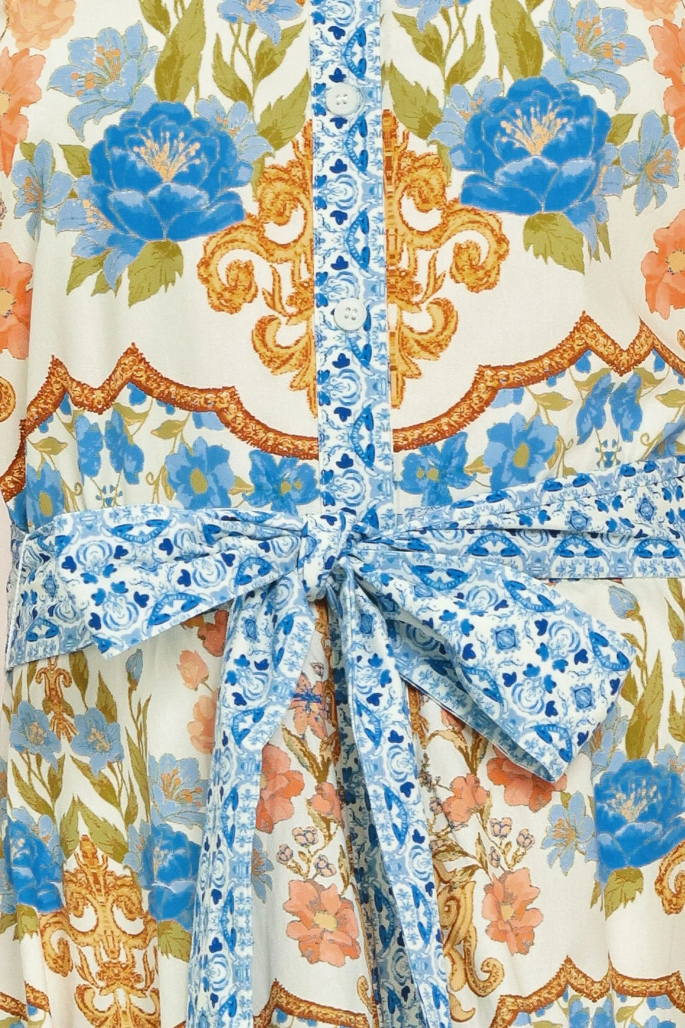 Royal Garden Soiree Woven Midi Shirt Dress - Image 7