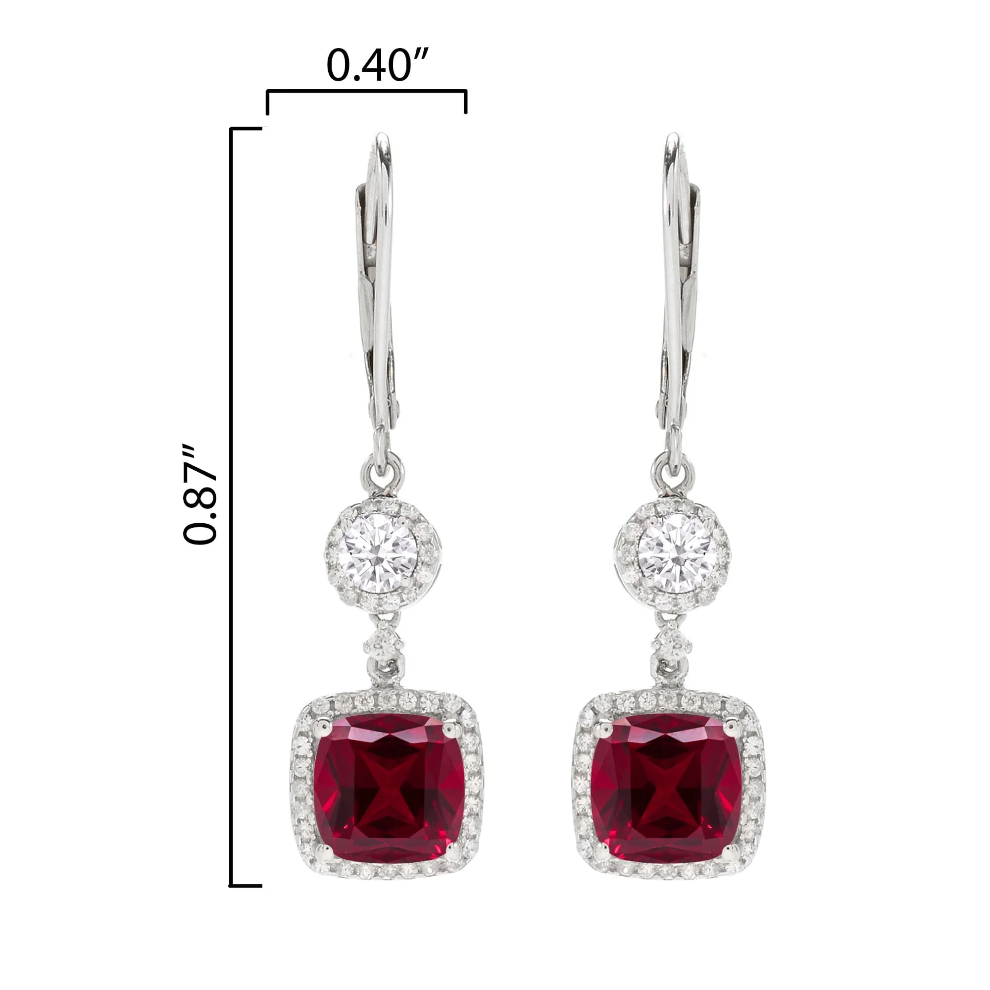 Ruby, Moissanite & White Topaz Dangle Earring Sterling Silver - Image 2