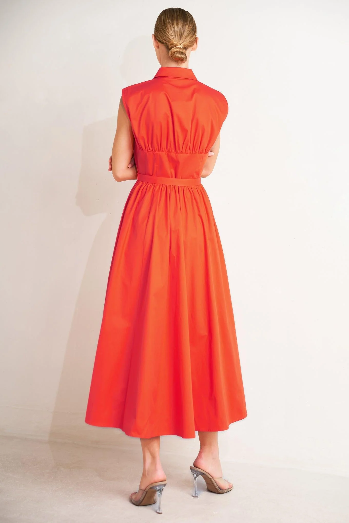 Runway Ready Scarlet Woven Midi Dress - Image 2