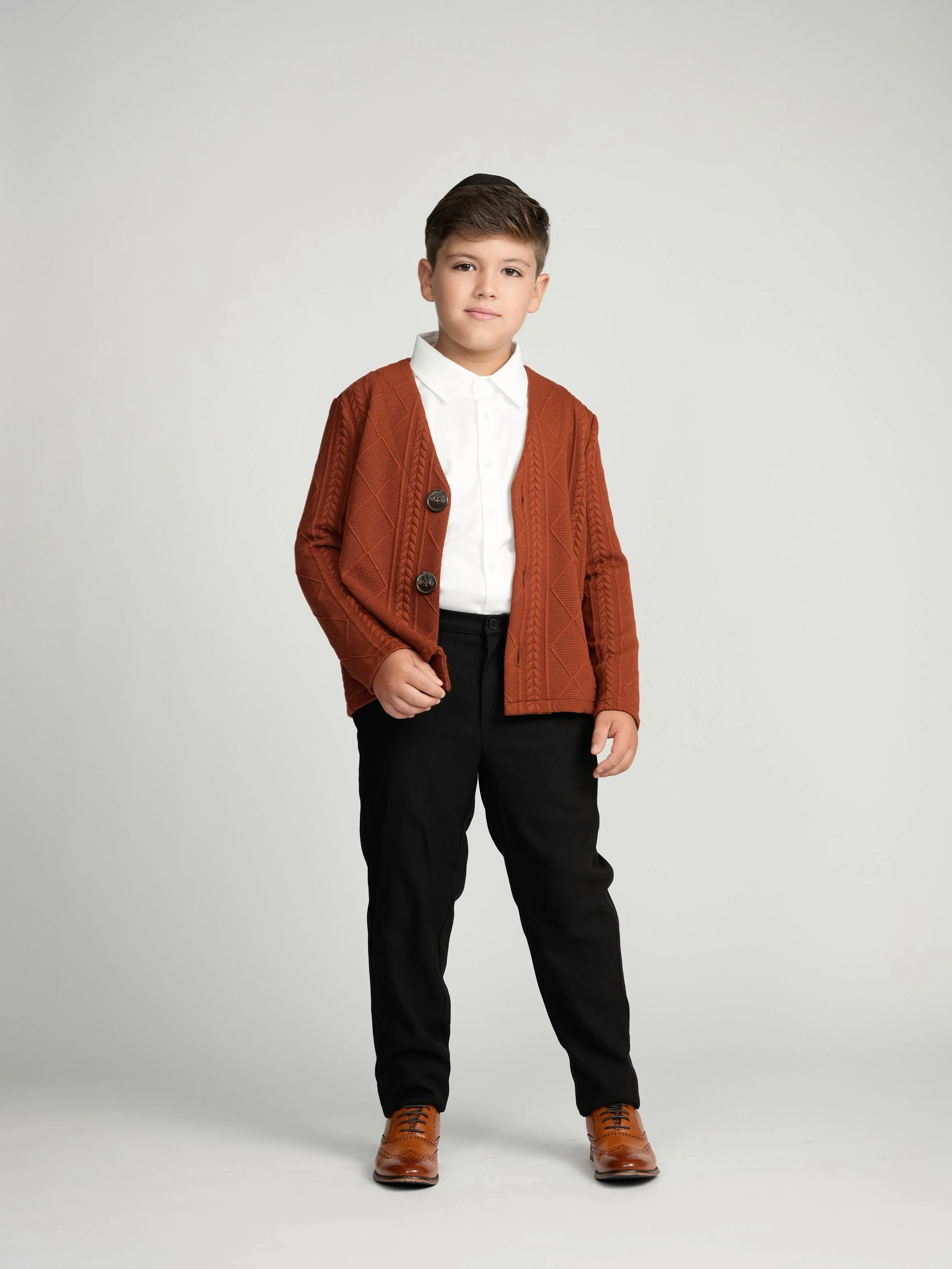 Rust Chunky Knit Cardigan - Image 2
