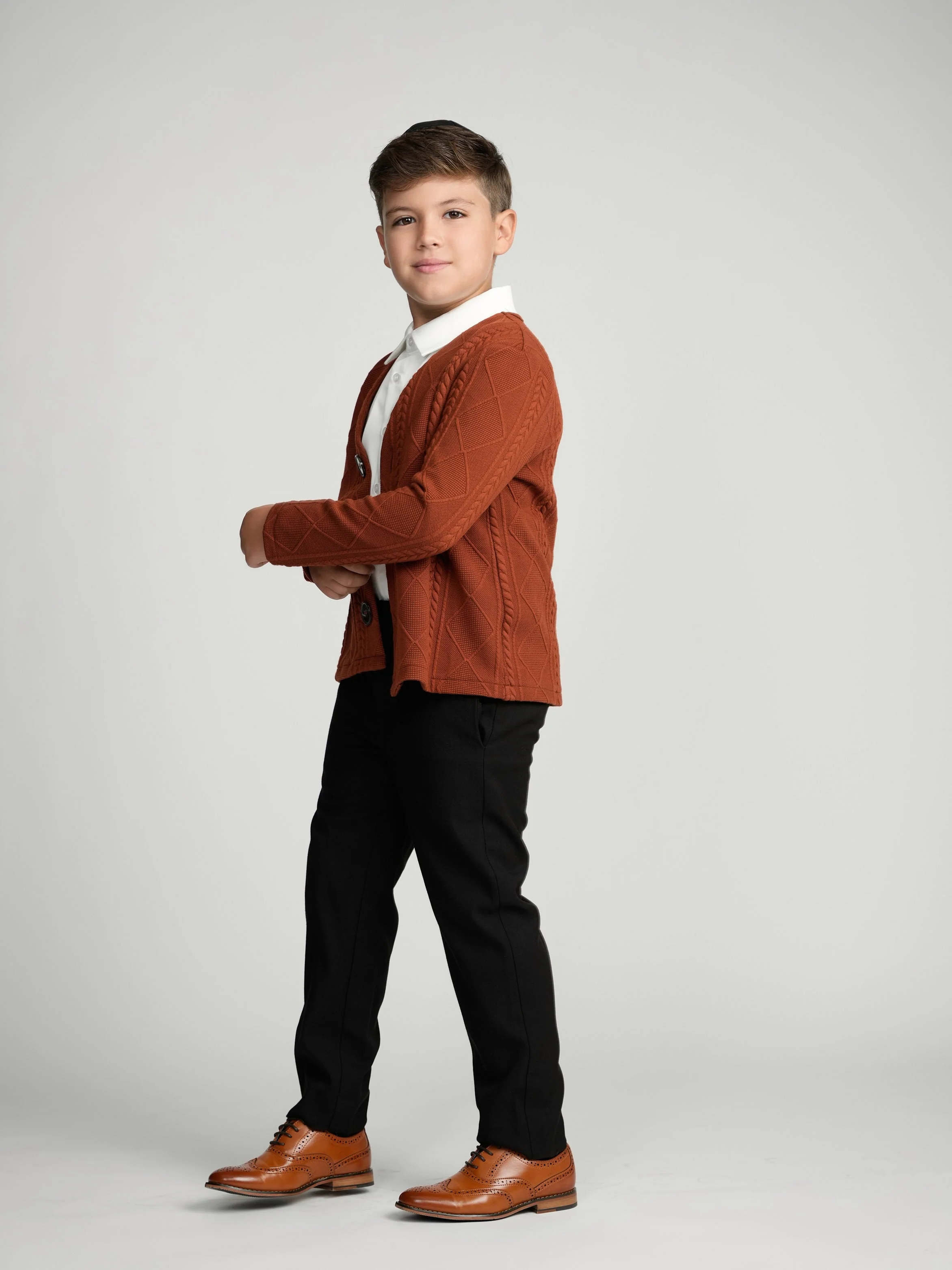 Rust Chunky Knit Cardigan - Image 4