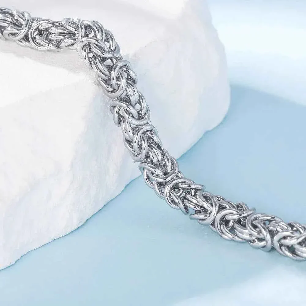S925 Sterling Silver Byzantine Emperor Chain Bracelet - Image 3