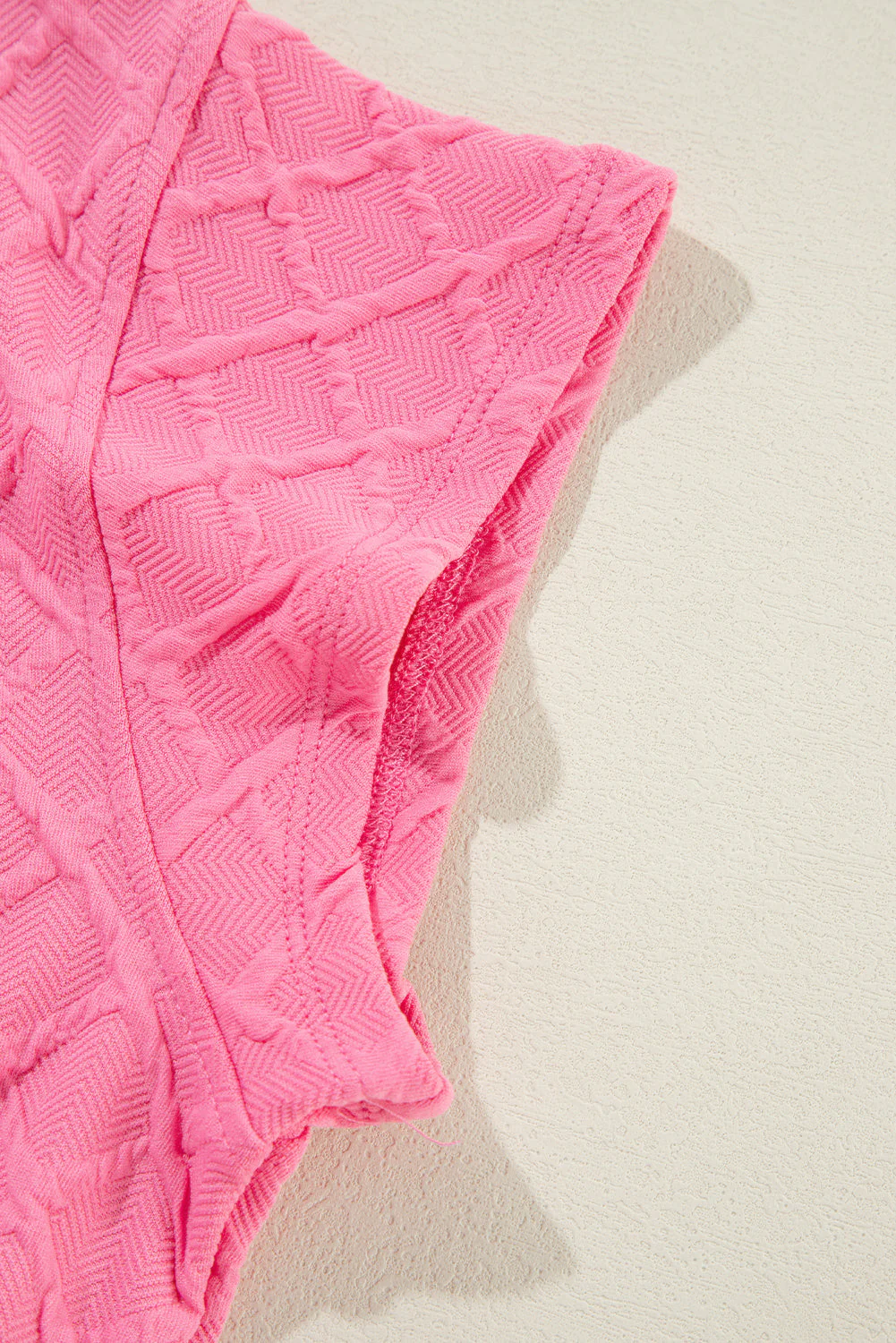 Sachet Pink Checkered Textured Tee and Drawstring Shorts - Image 7
