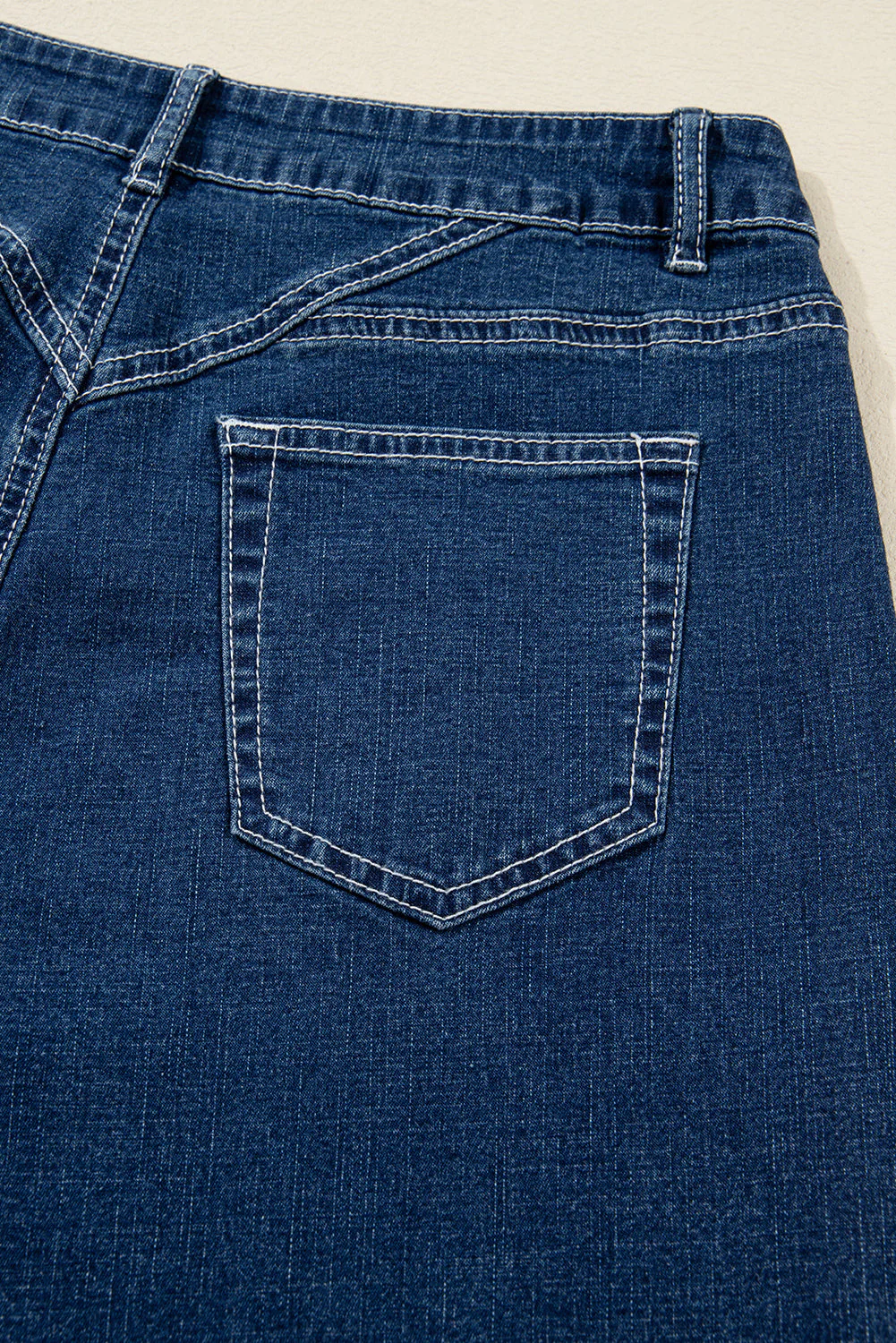 Sail Blue Stitched Waist Detail Cuffed Jeans - Image 8