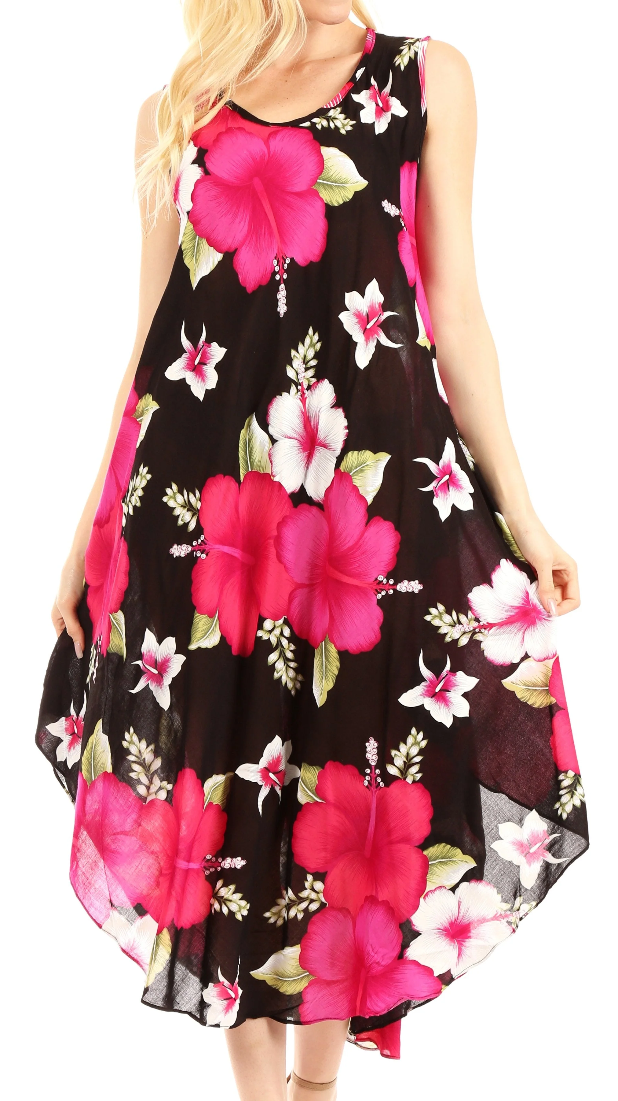 Sakkas Aba Women's Casual Summer Floral Print Sleeveless Loose Dress Cover-up - Image 11