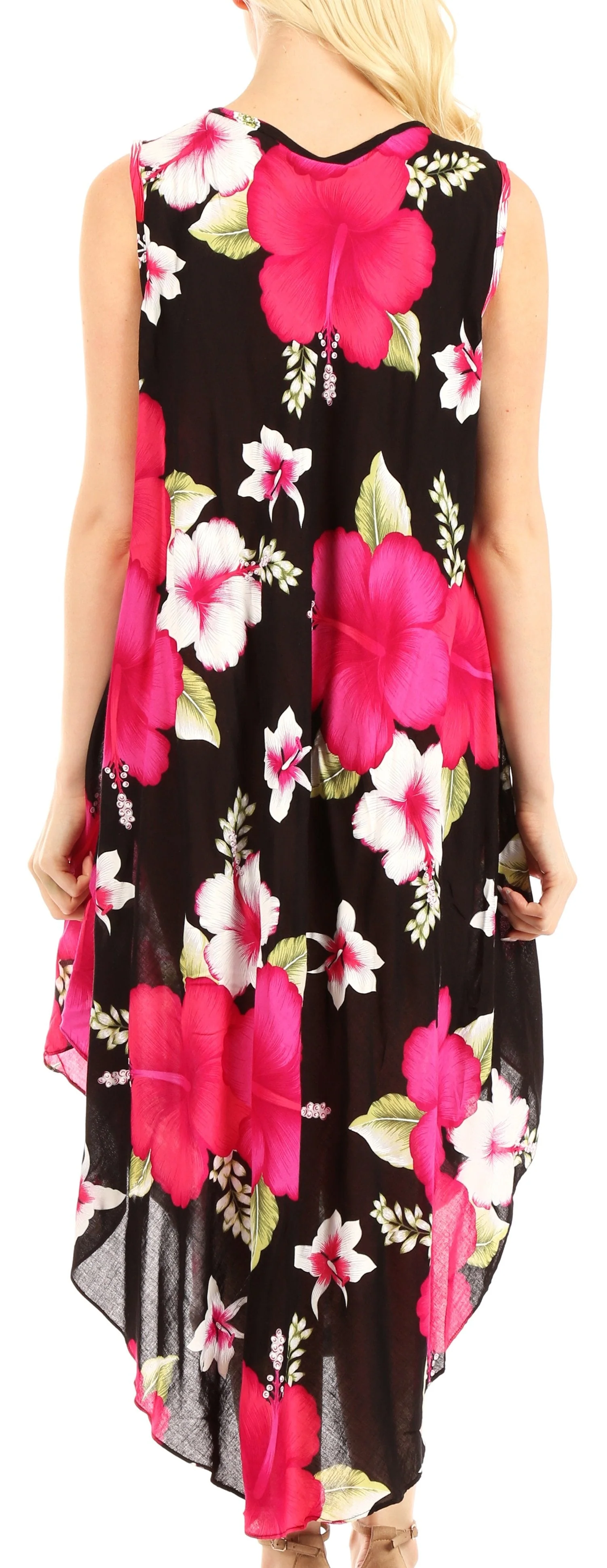 Sakkas Aba Women's Casual Summer Floral Print Sleeveless Loose Dress Cover-up - Image 12