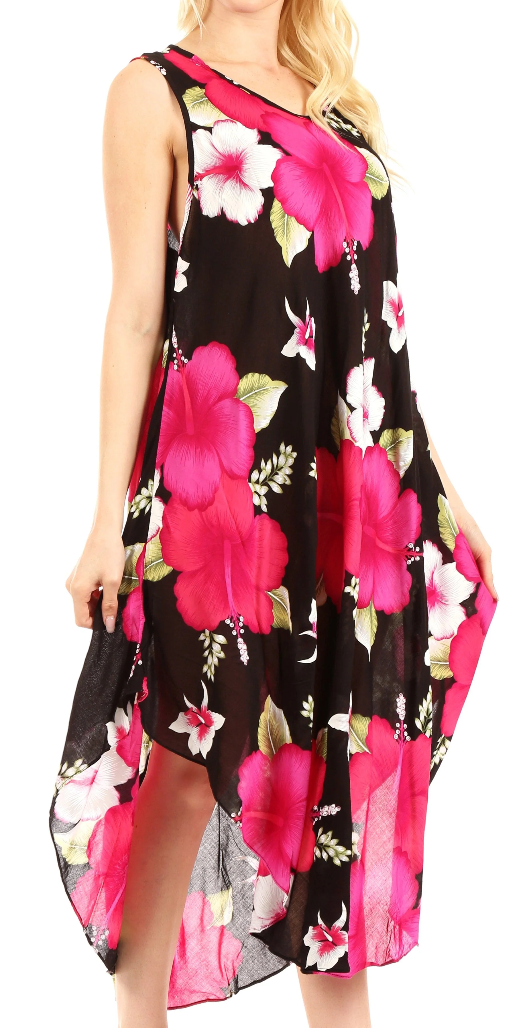 Sakkas Aba Women's Casual Summer Floral Print Sleeveless Loose Dress Cover-up - Image 14