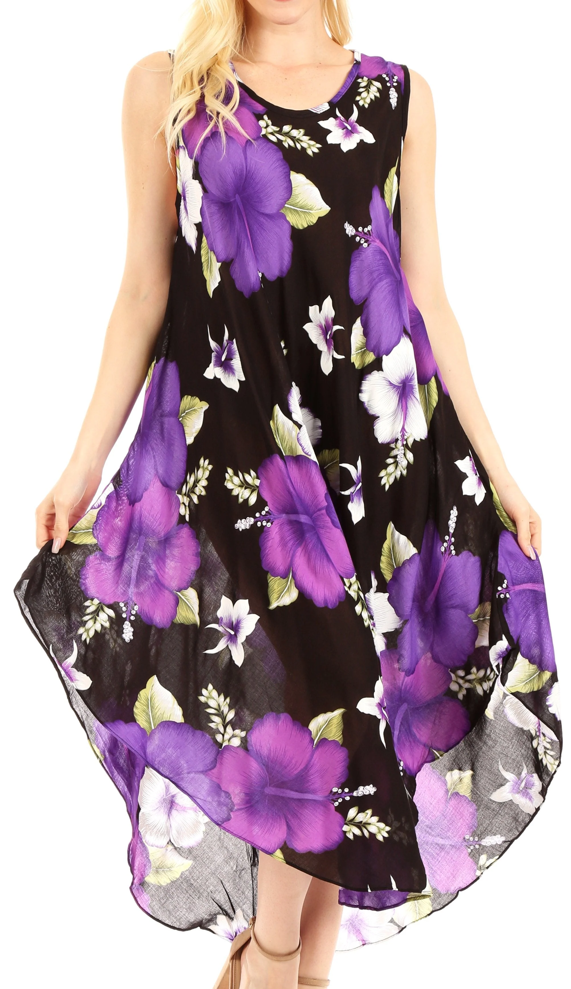 Sakkas Aba Women's Casual Summer Floral Print Sleeveless Loose Dress Cover-up - Image 16