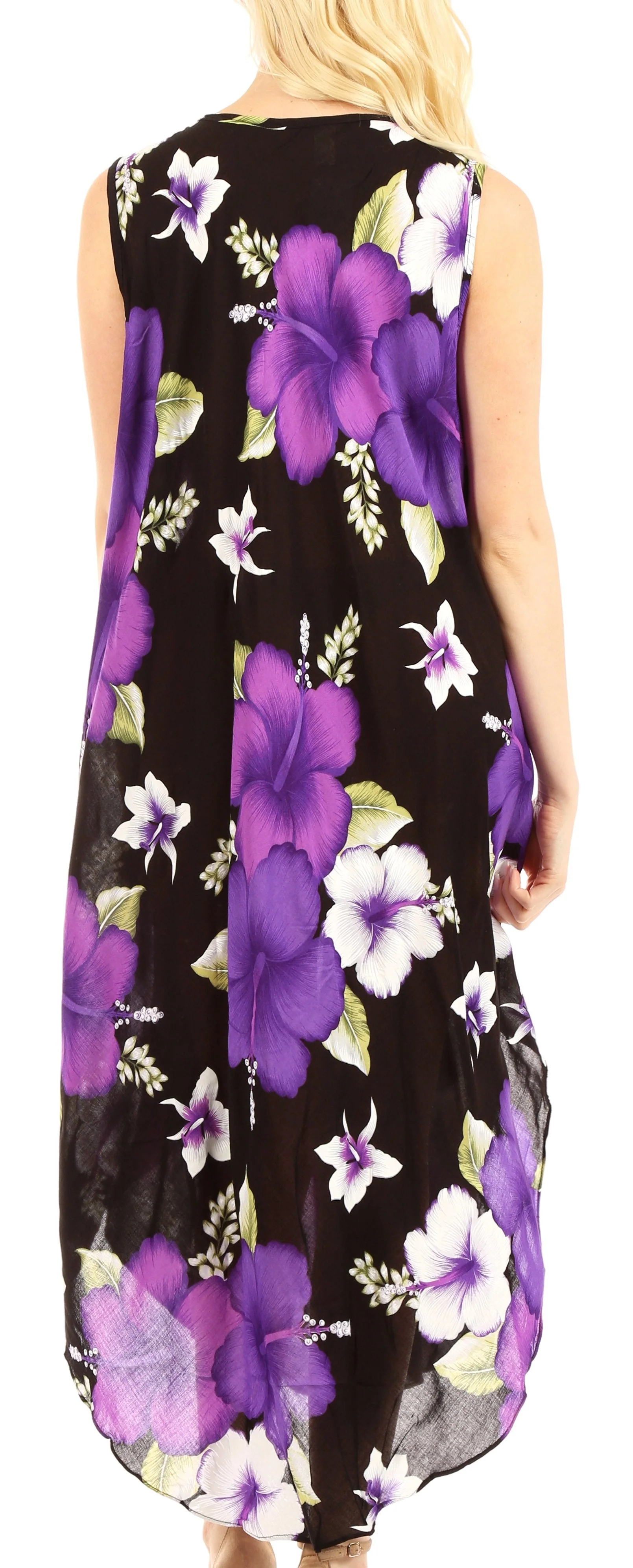 Sakkas Aba Women's Casual Summer Floral Print Sleeveless Loose Dress Cover-up - Image 17