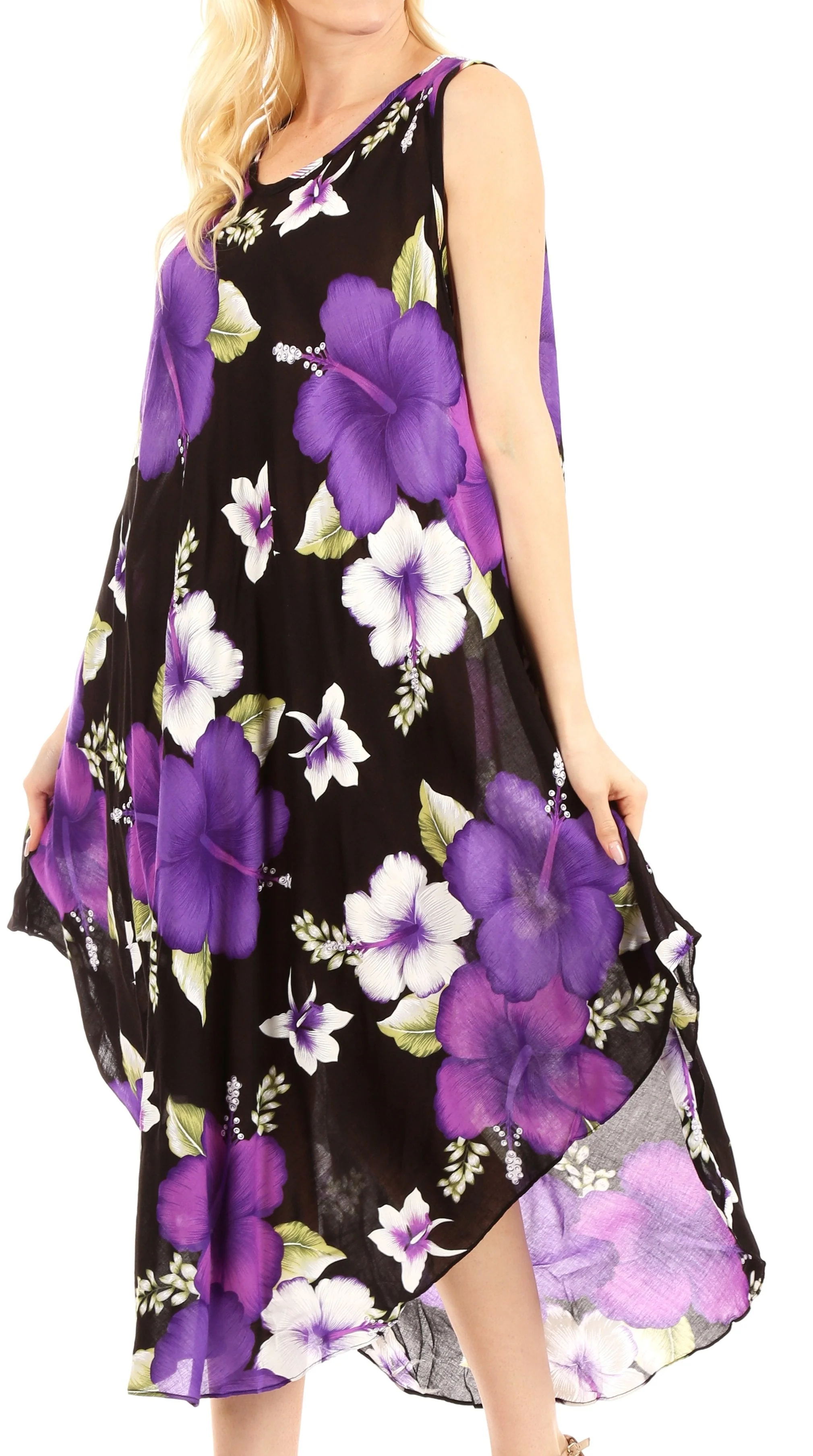 Sakkas Aba Women's Casual Summer Floral Print Sleeveless Loose Dress Cover-up - Image 18