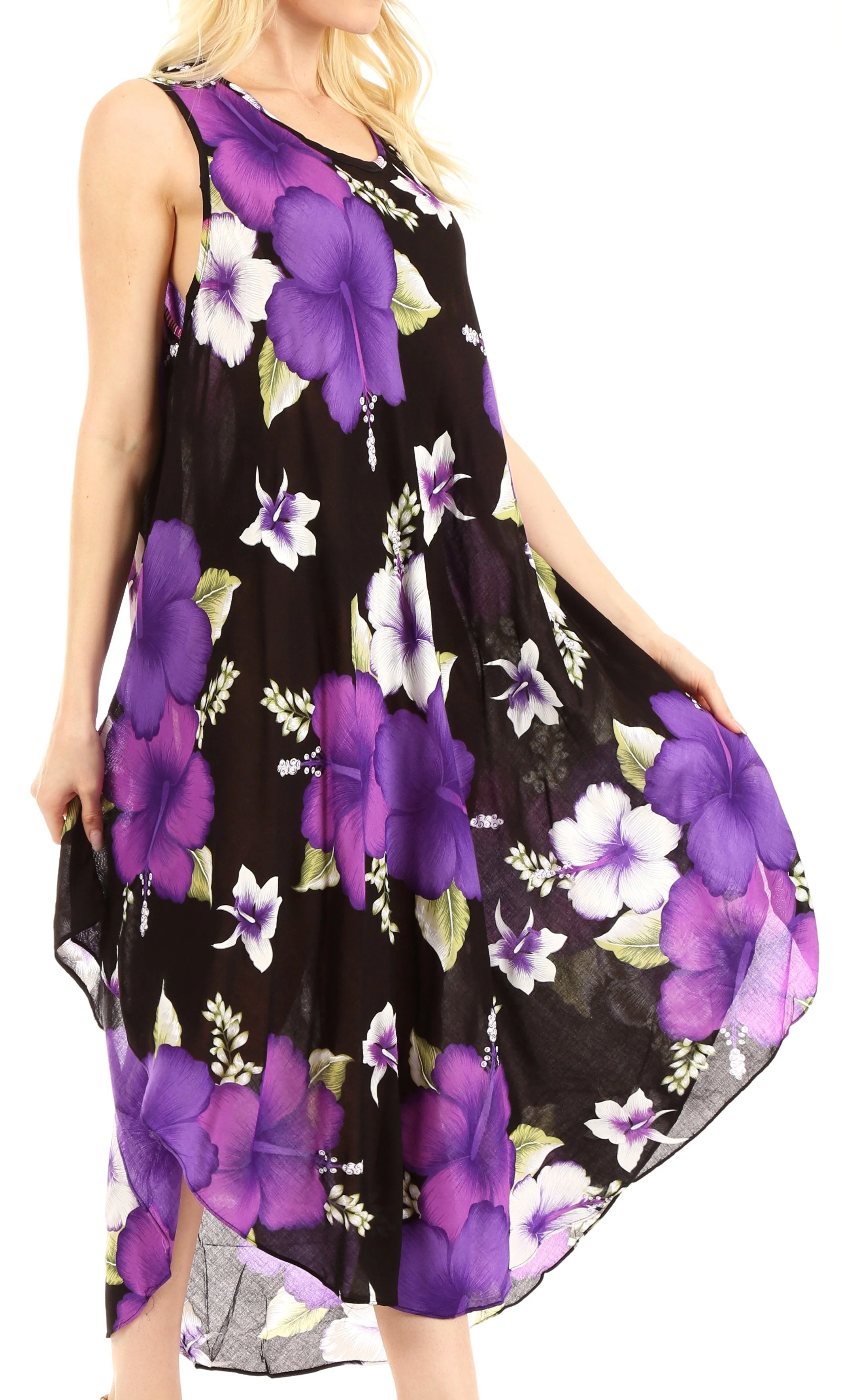 Sakkas Aba Women's Casual Summer Floral Print Sleeveless Loose Dress Cover-up - Image 19