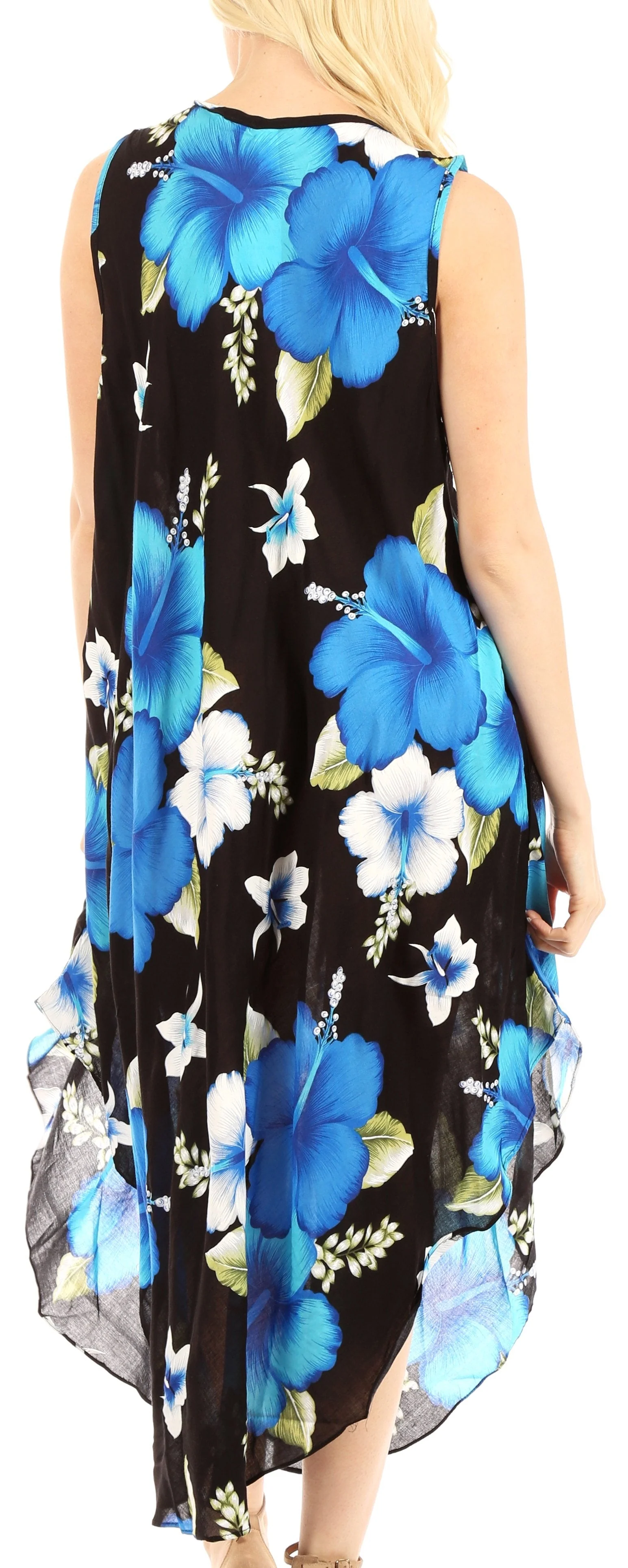 Sakkas Aba Women's Casual Summer Floral Print Sleeveless Loose Dress Cover-up - Image 2