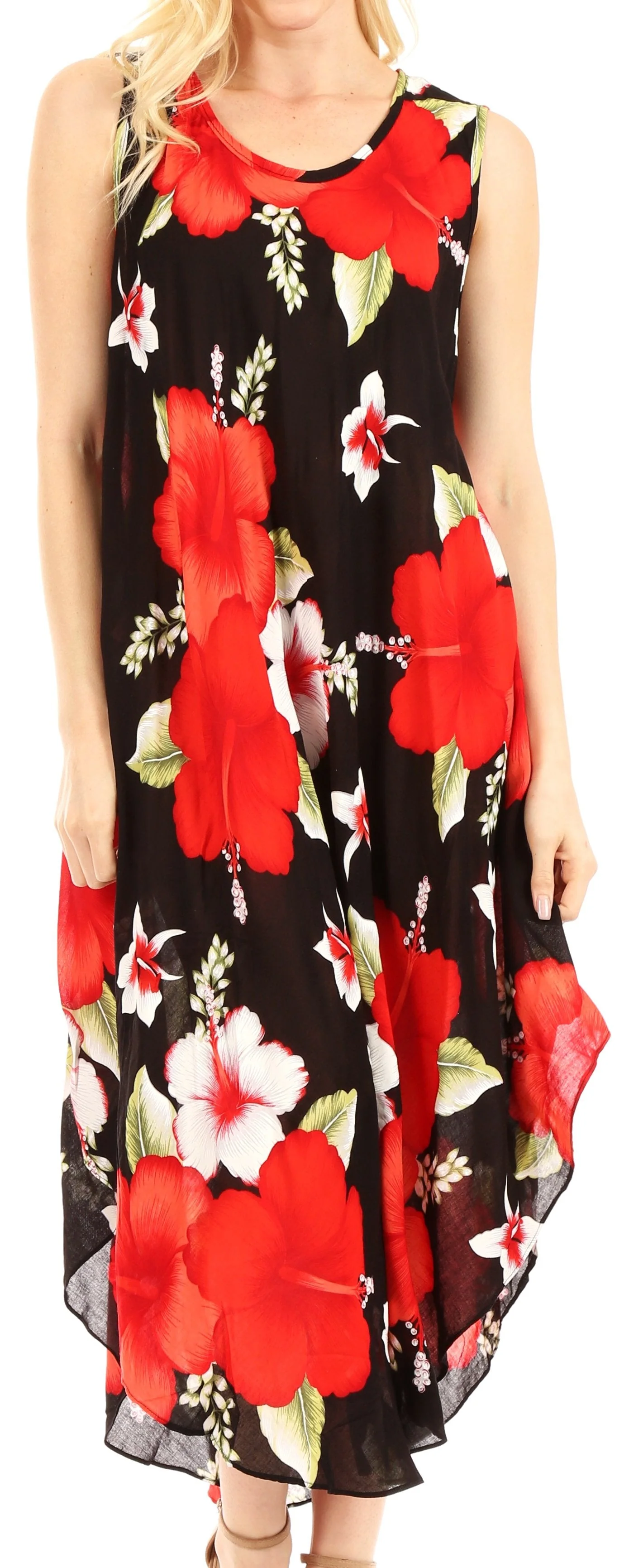 Sakkas Aba Women's Casual Summer Floral Print Sleeveless Loose Dress Cover-up - Image 21