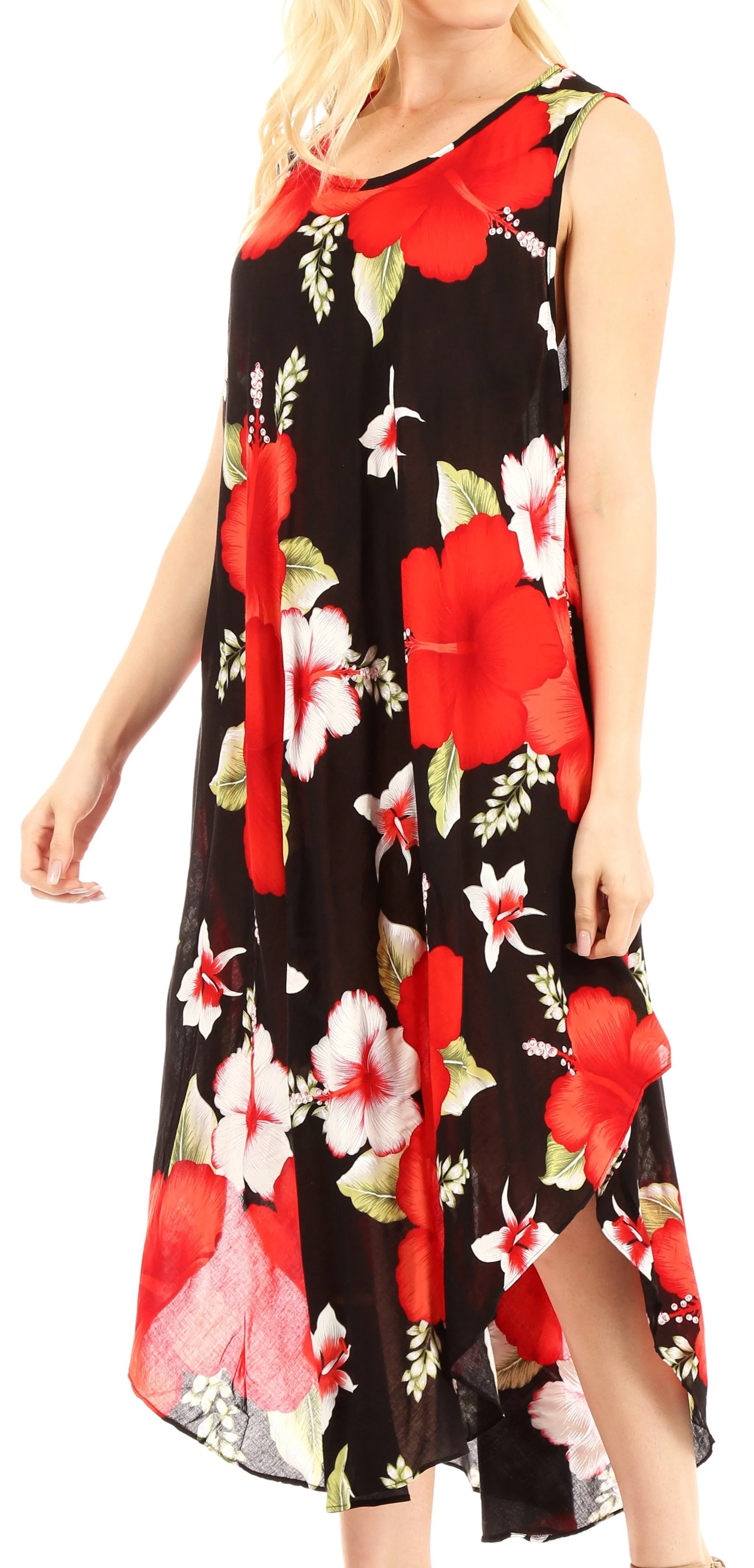 Sakkas Aba Women's Casual Summer Floral Print Sleeveless Loose Dress Cover-up - Image 23
