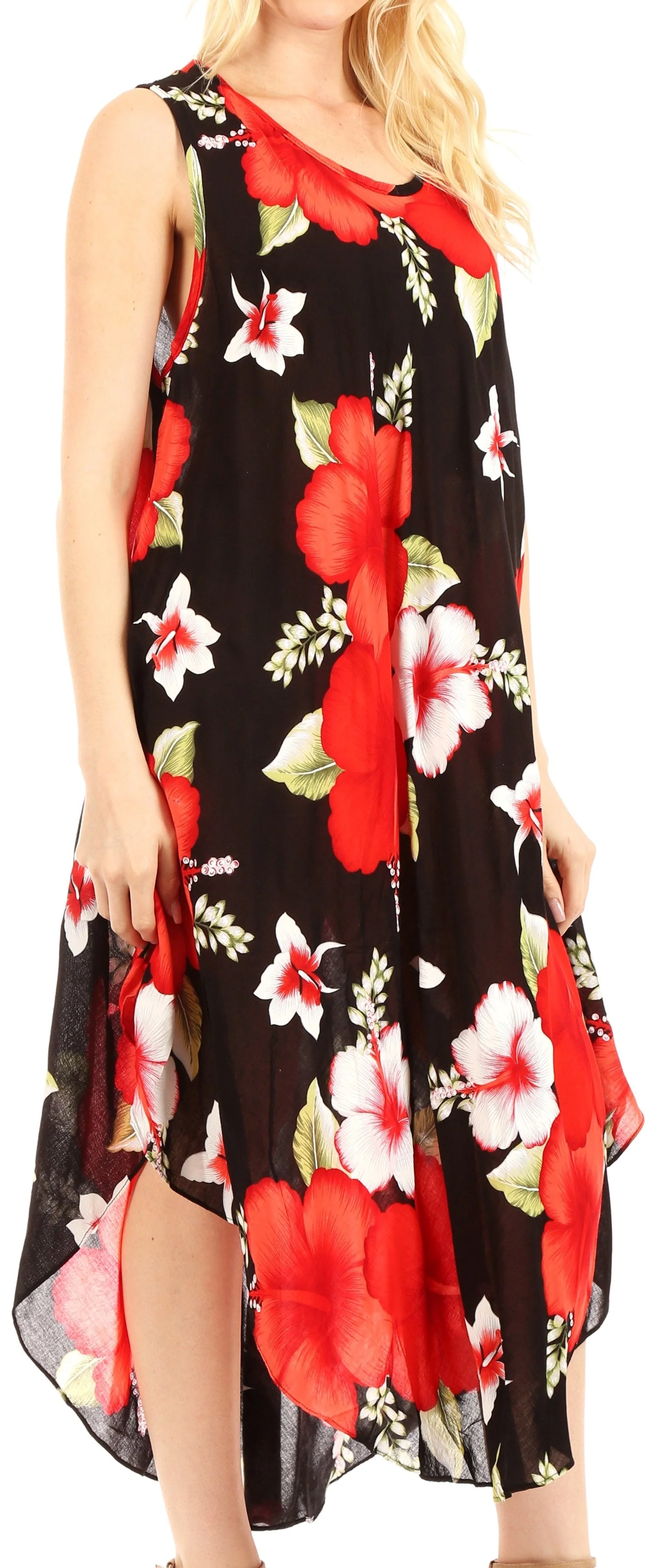 Sakkas Aba Women's Casual Summer Floral Print Sleeveless Loose Dress Cover-up - Image 24