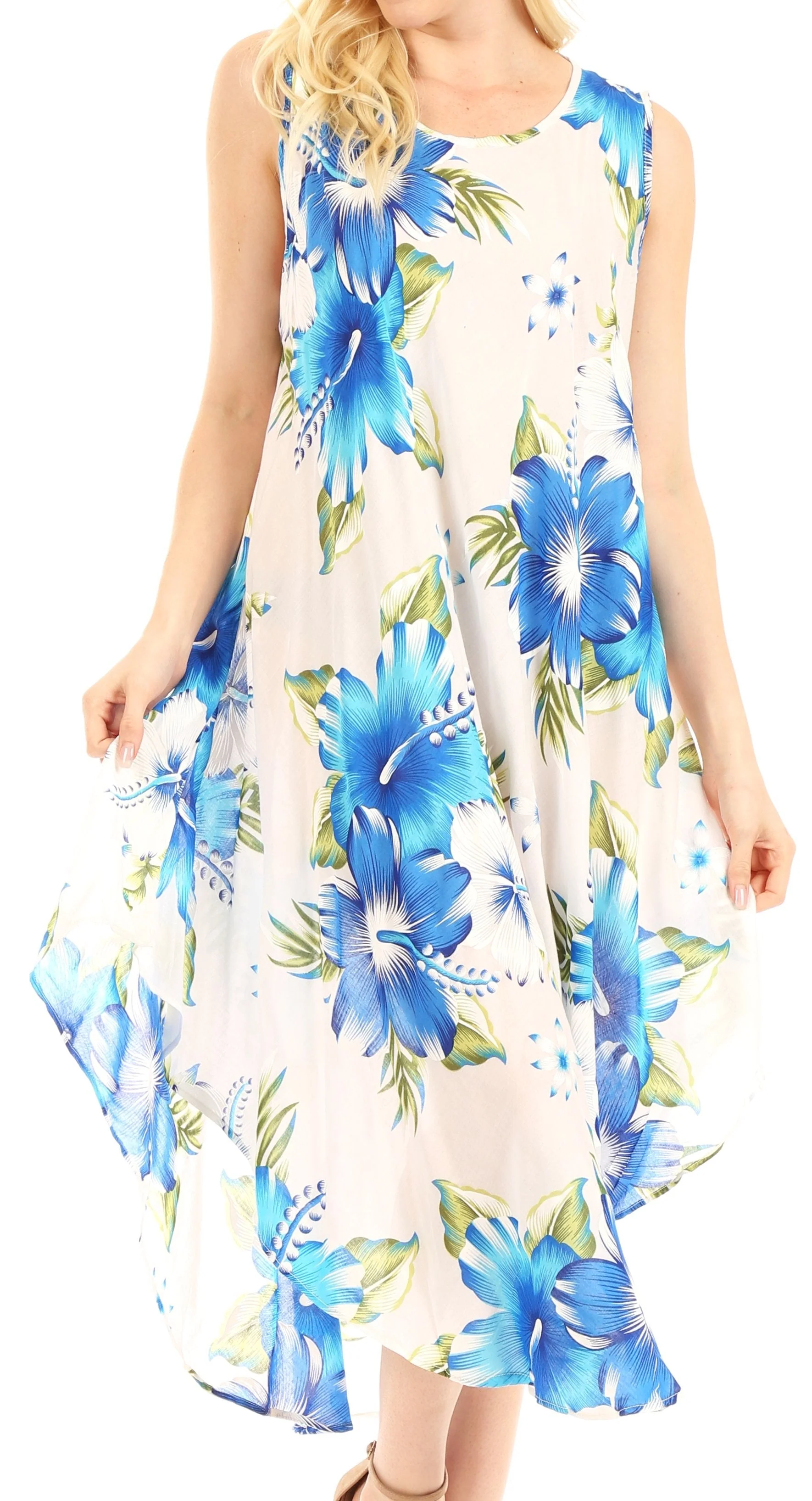 Sakkas Aba Women's Casual Summer Floral Print Sleeveless Loose Dress Cover-up - Image 28