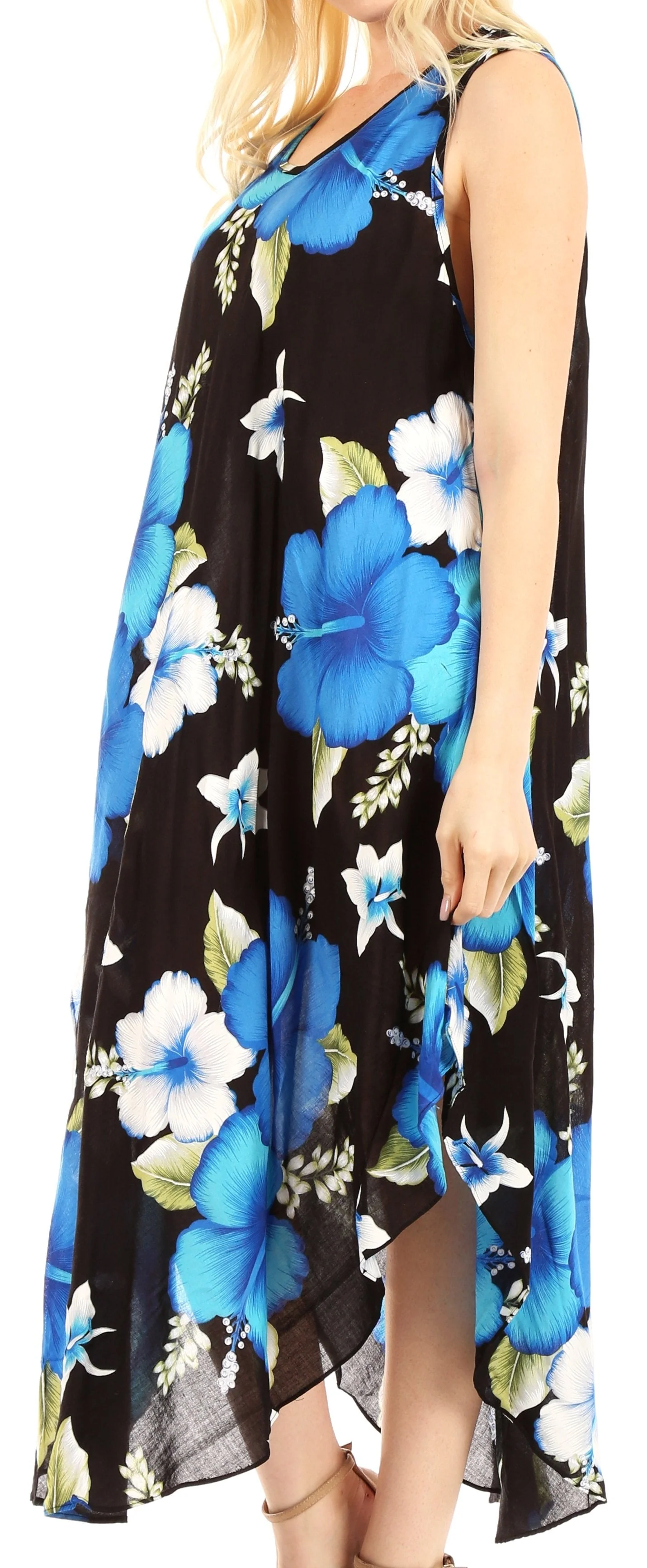 Sakkas Aba Women's Casual Summer Floral Print Sleeveless Loose Dress Cover-up - Image 3