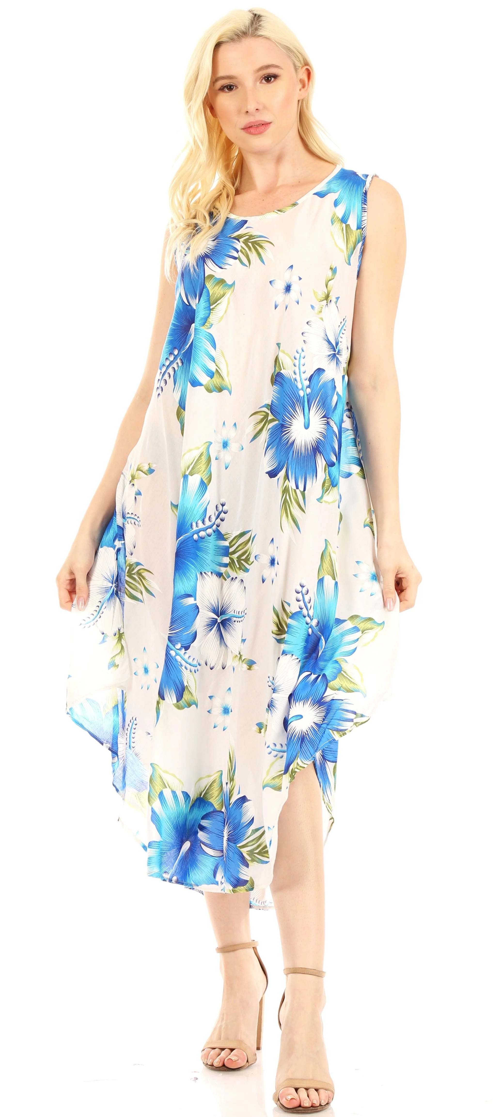 Sakkas Aba Women's Casual Summer Floral Print Sleeveless Loose Dress Cover-up - Image 30