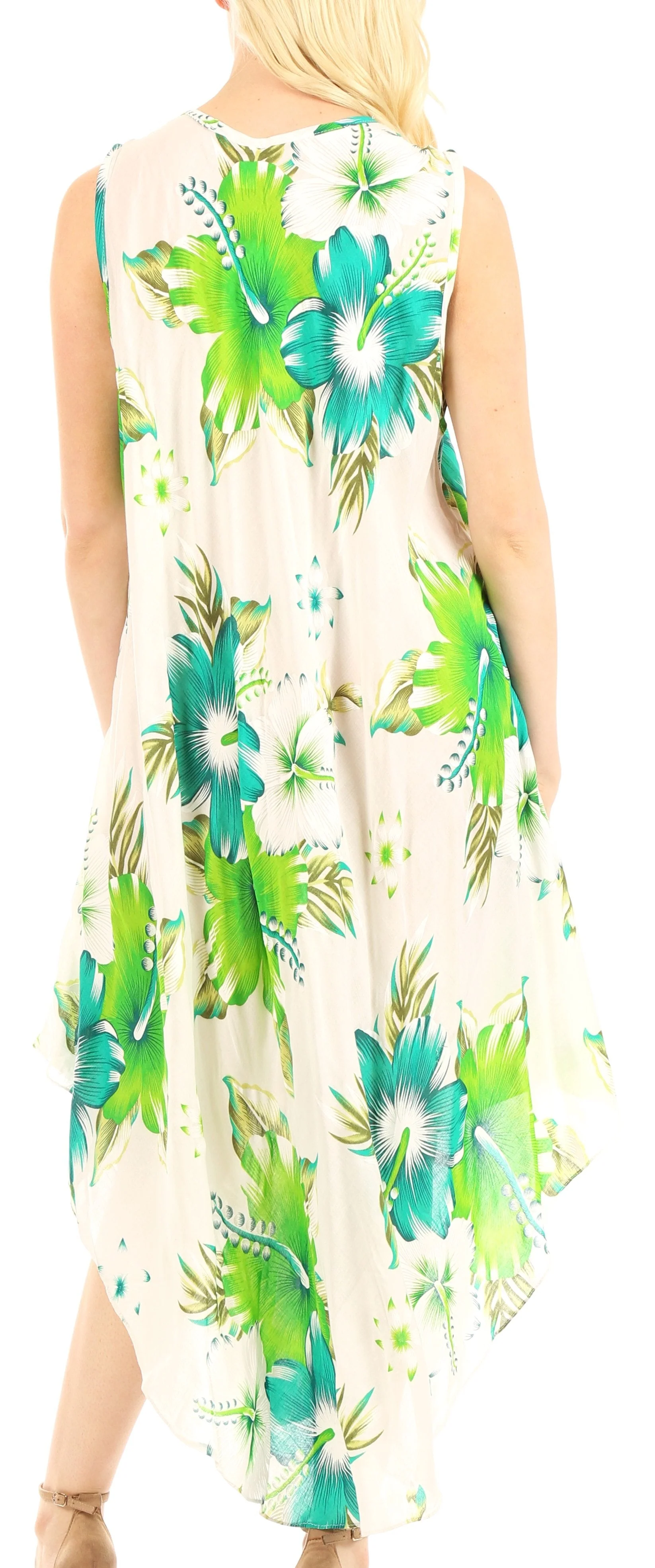 Sakkas Aba Women's Casual Summer Floral Print Sleeveless Loose Dress Cover-up - Image 32