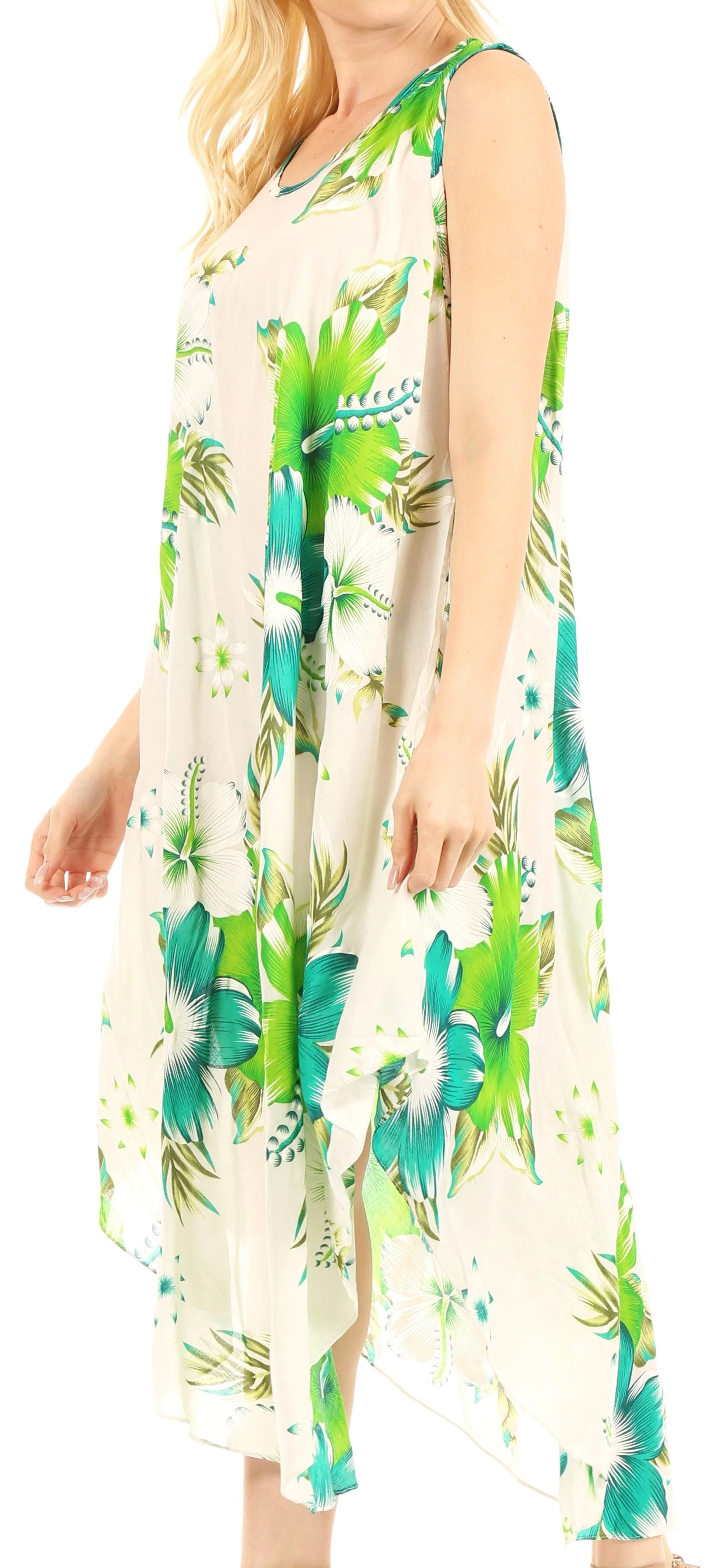 Sakkas Aba Women's Casual Summer Floral Print Sleeveless Loose Dress Cover-up - Image 33