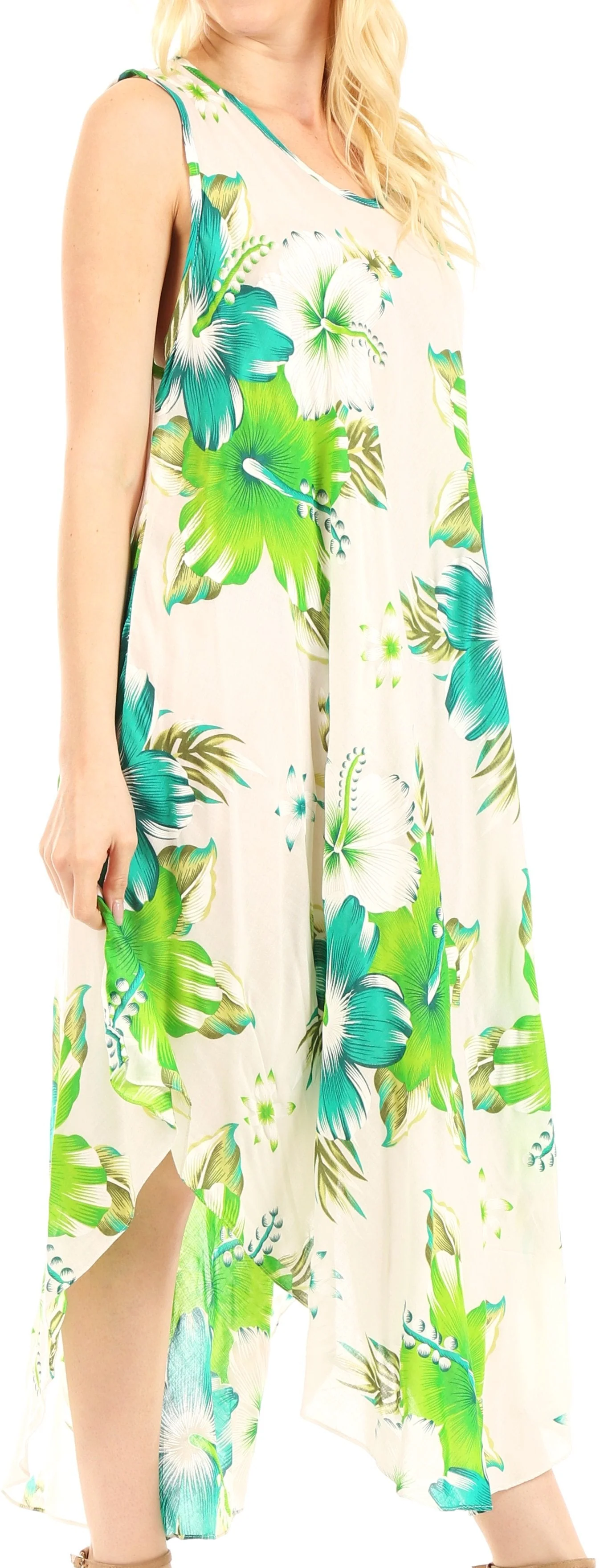 Sakkas Aba Women's Casual Summer Floral Print Sleeveless Loose Dress Cover-up - Image 34