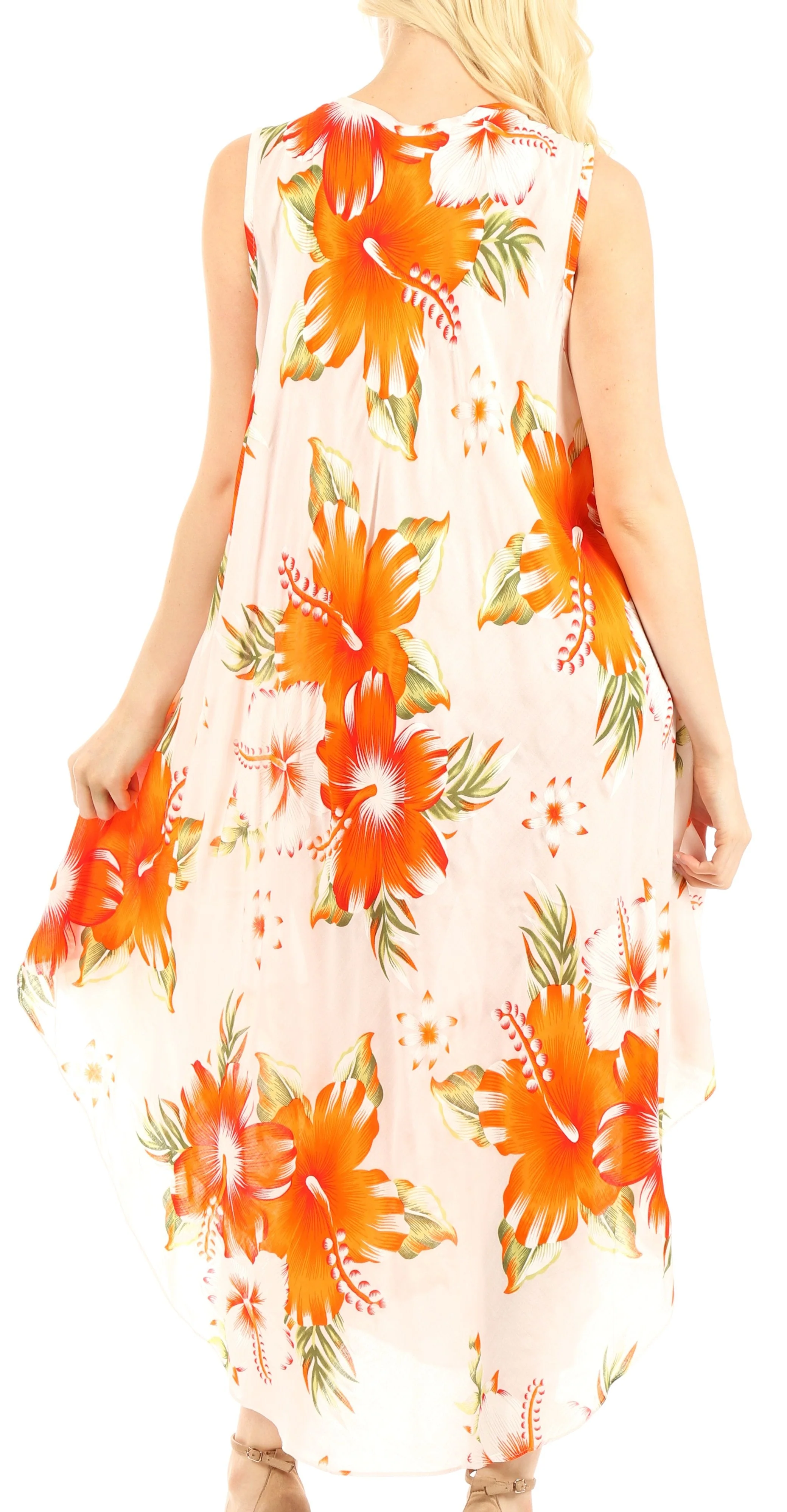 Sakkas Aba Women's Casual Summer Floral Print Sleeveless Loose Dress Cover-up - Image 37