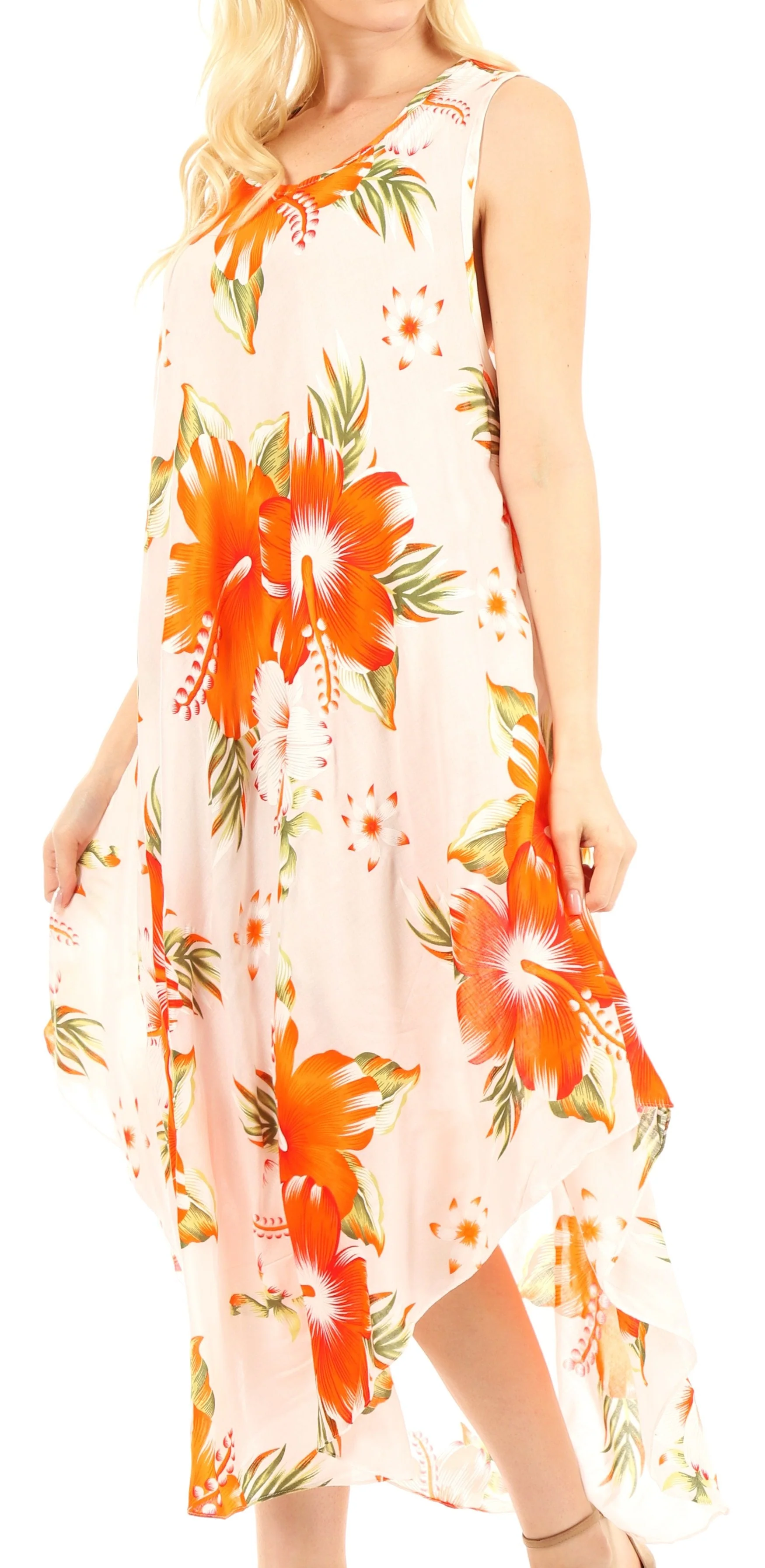 Sakkas Aba Women's Casual Summer Floral Print Sleeveless Loose Dress Cover-up - Image 38