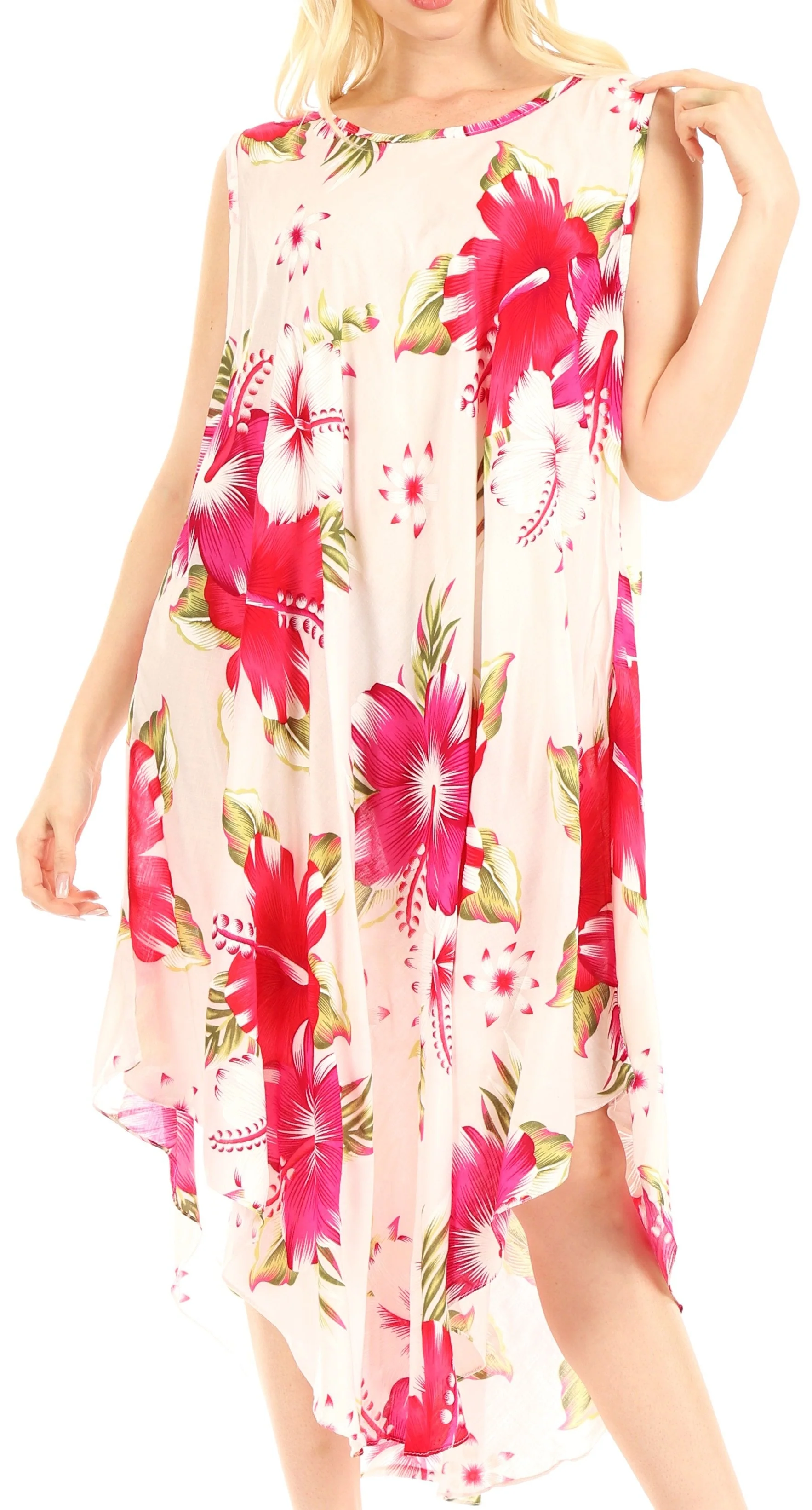 Sakkas Aba Women's Casual Summer Floral Print Sleeveless Loose Dress Cover-up - Image 41