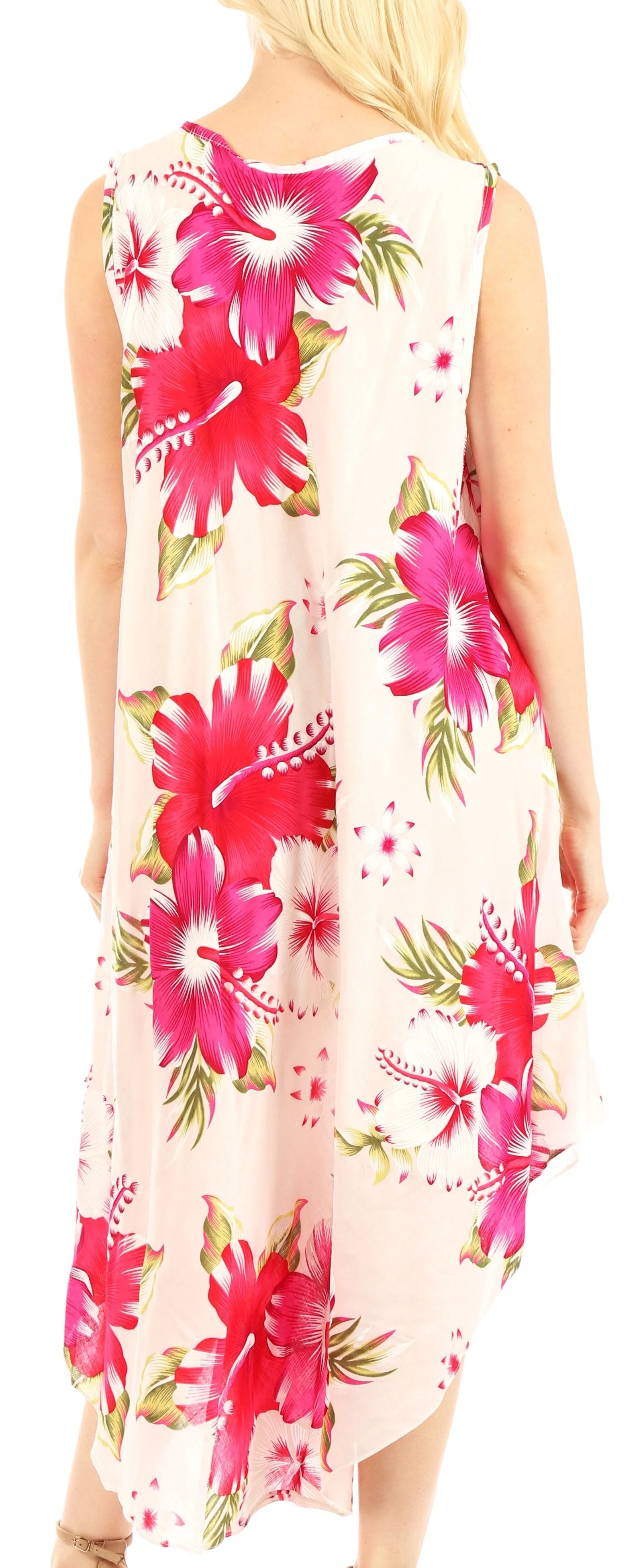 Sakkas Aba Women's Casual Summer Floral Print Sleeveless Loose Dress Cover-up - Image 42