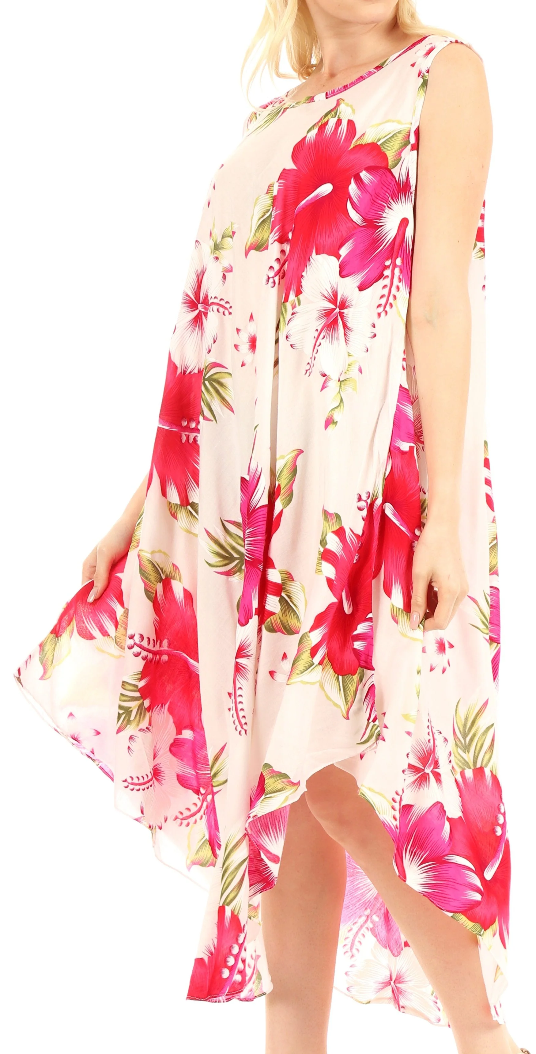 Sakkas Aba Women's Casual Summer Floral Print Sleeveless Loose Dress Cover-up - Image 43
