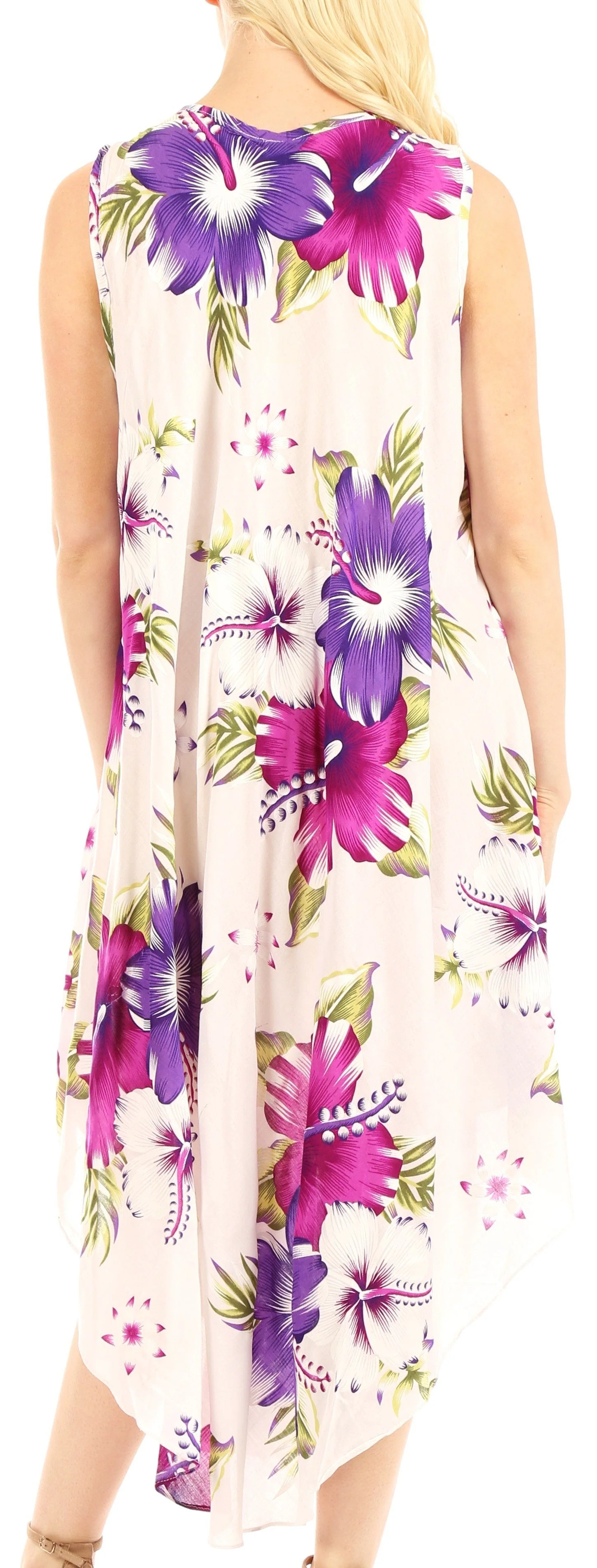 Sakkas Aba Women's Casual Summer Floral Print Sleeveless Loose Dress Cover-up - Image 47