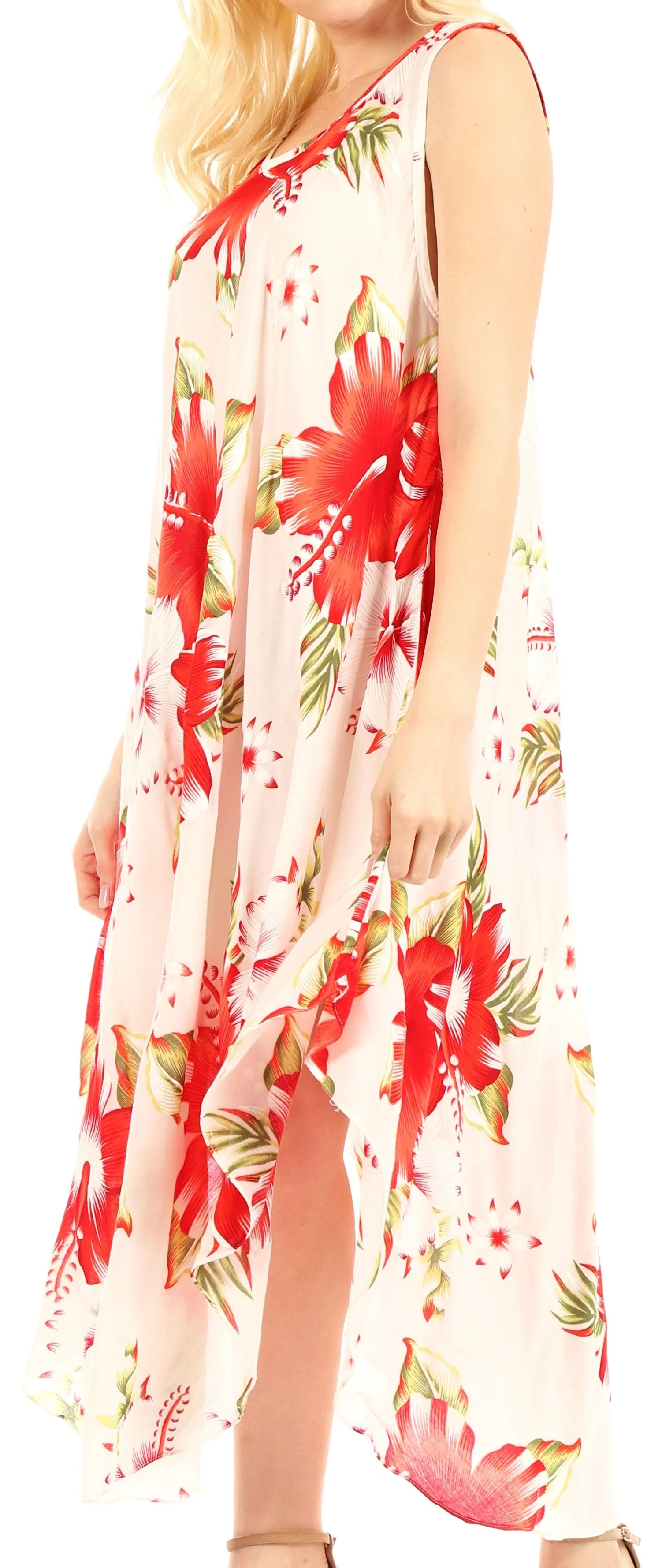 Sakkas Aba Women's Casual Summer Floral Print Sleeveless Loose Dress Cover-up - Image 53