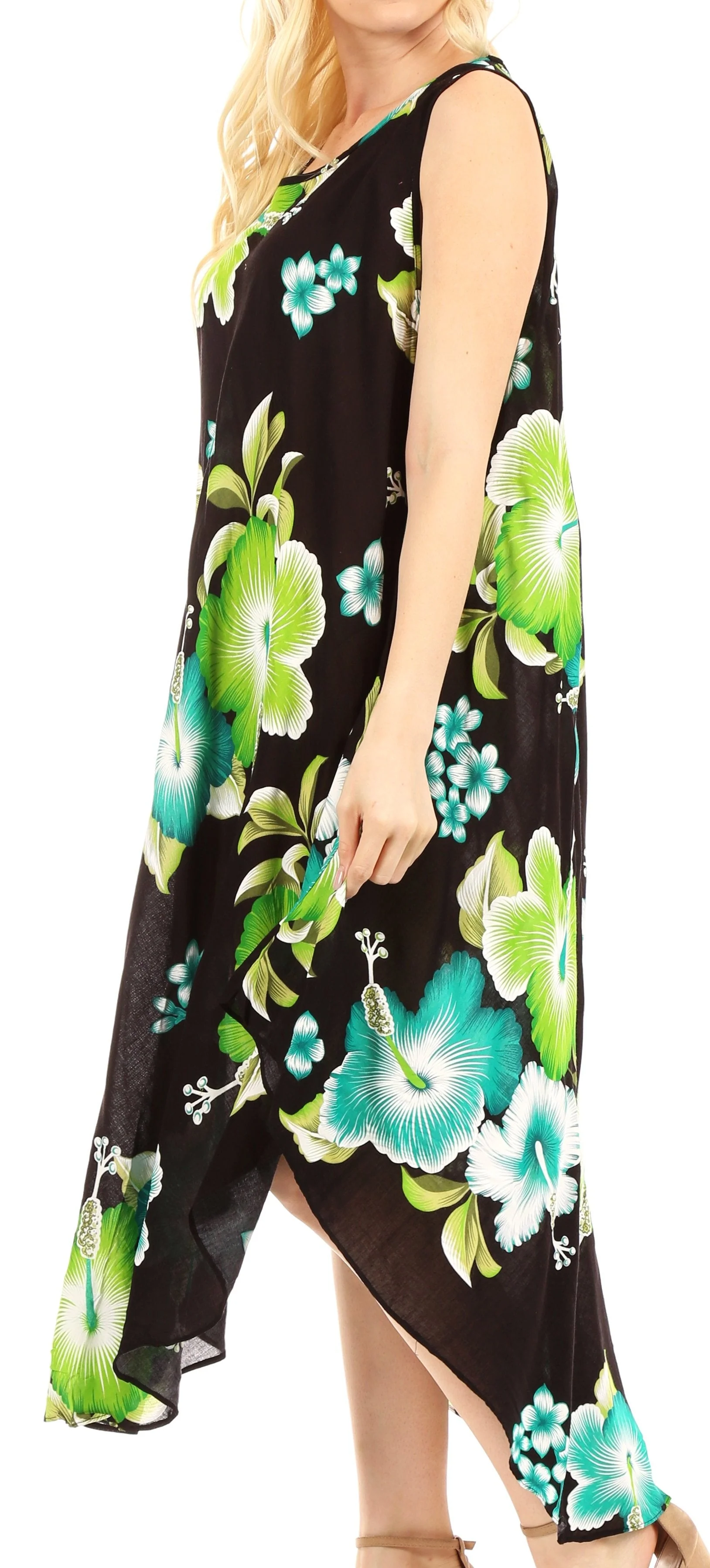 Sakkas Aba Women's Casual Summer Floral Print Sleeveless Loose Dress Cover-up - Image 58
