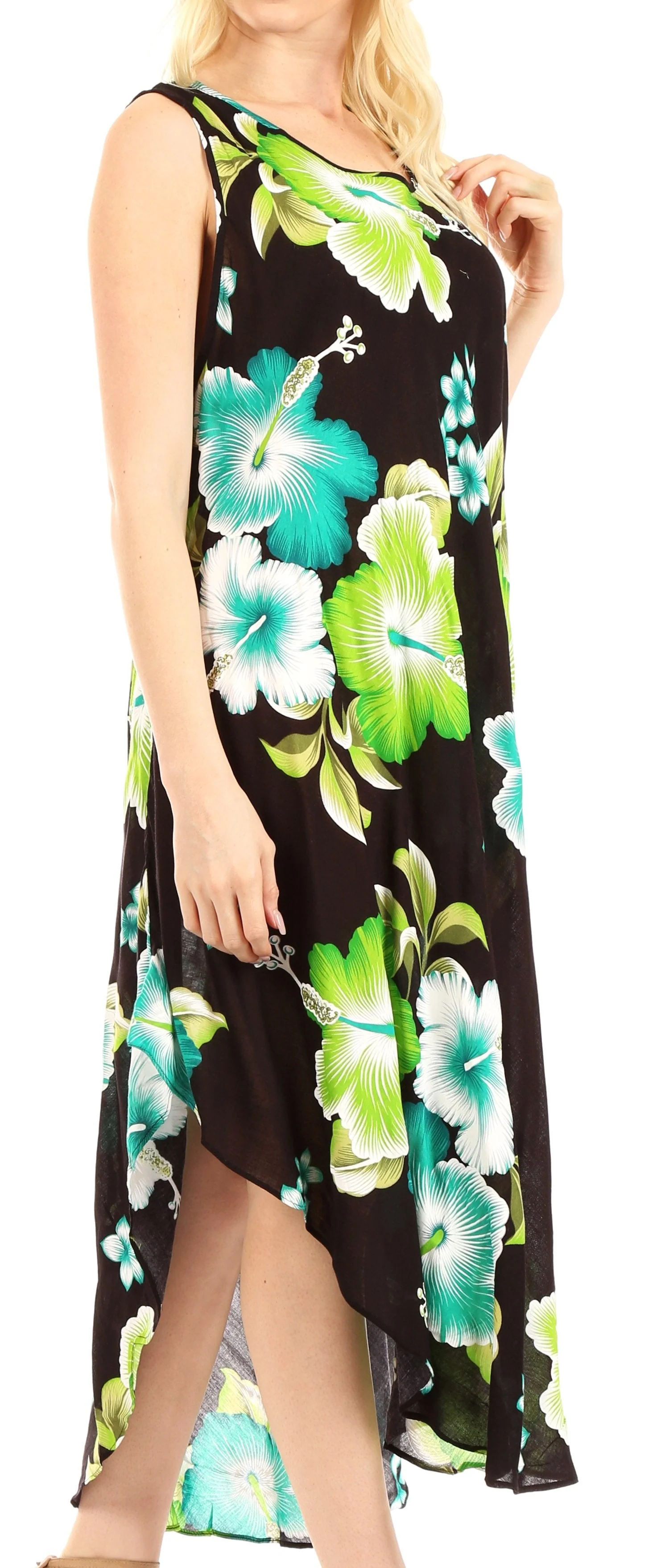 Sakkas Aba Women's Casual Summer Floral Print Sleeveless Loose Dress Cover-up - Image 59