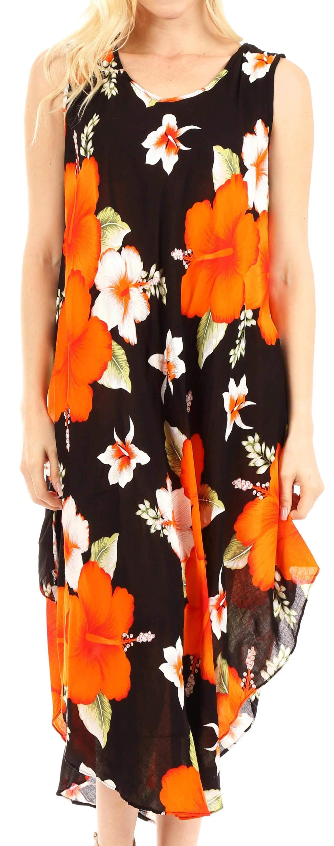 Sakkas Aba Women's Casual Summer Floral Print Sleeveless Loose Dress Cover-up - Image 6
