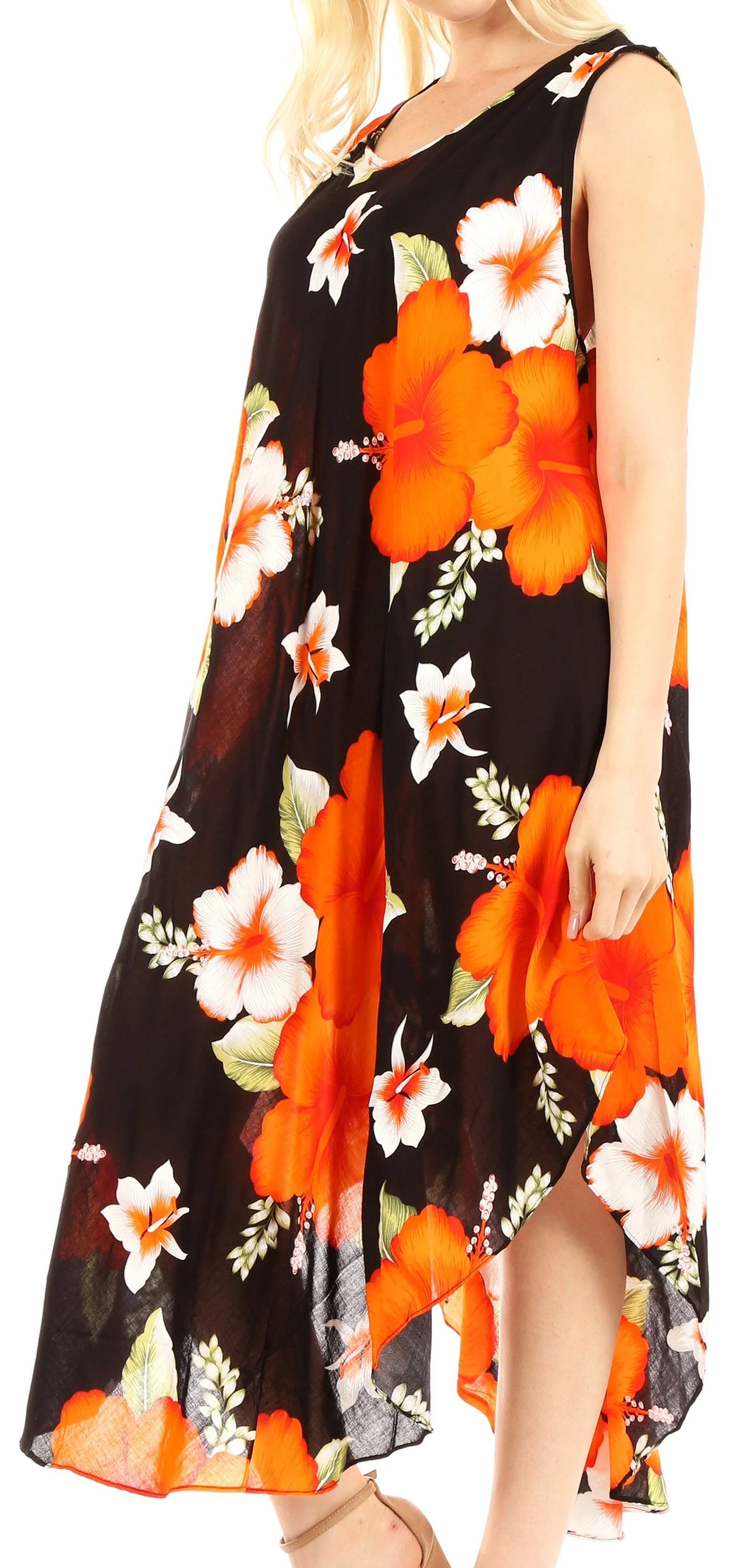 Sakkas Aba Women's Casual Summer Floral Print Sleeveless Loose Dress Cover-up - Image 8