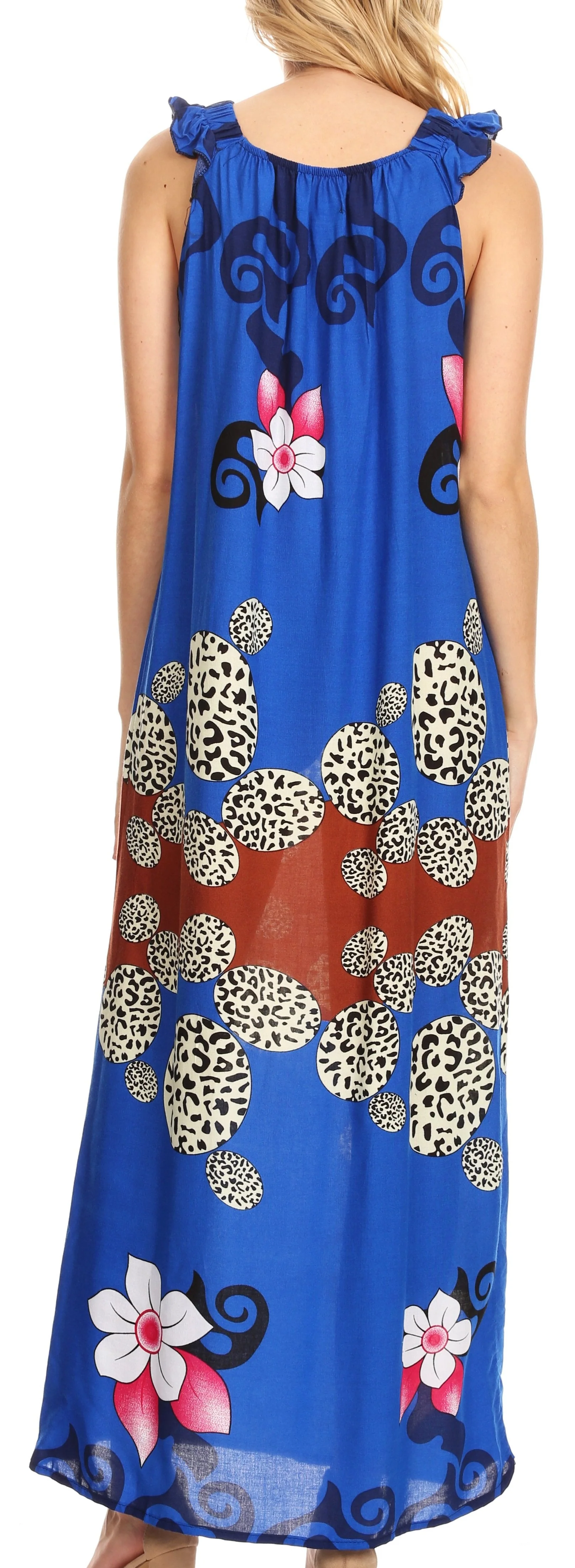 Sakkas Abby Womens Casual Long Tropical Off Shoulder Dress Elastic & Floral Print - Image 22