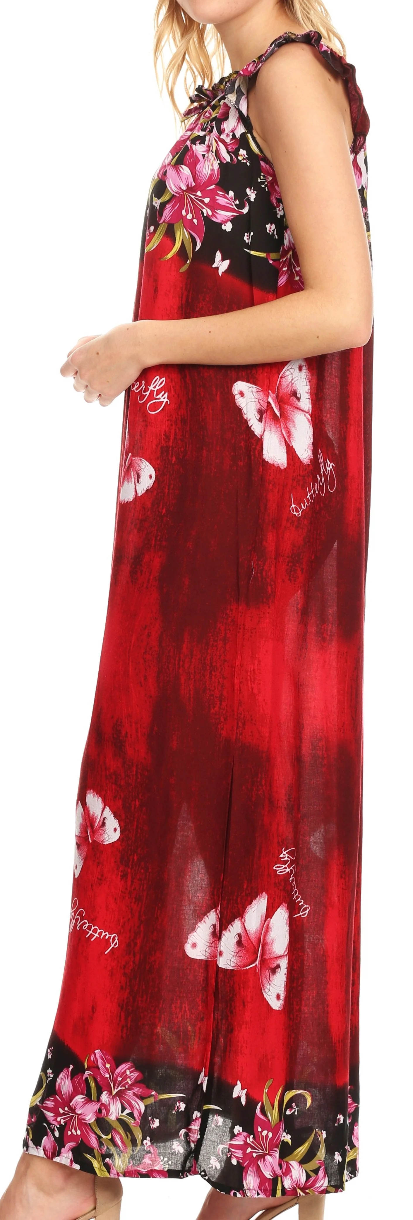 Sakkas Abby Womens Casual Long Tropical Off Shoulder Dress Elastic & Floral Print - Image 8