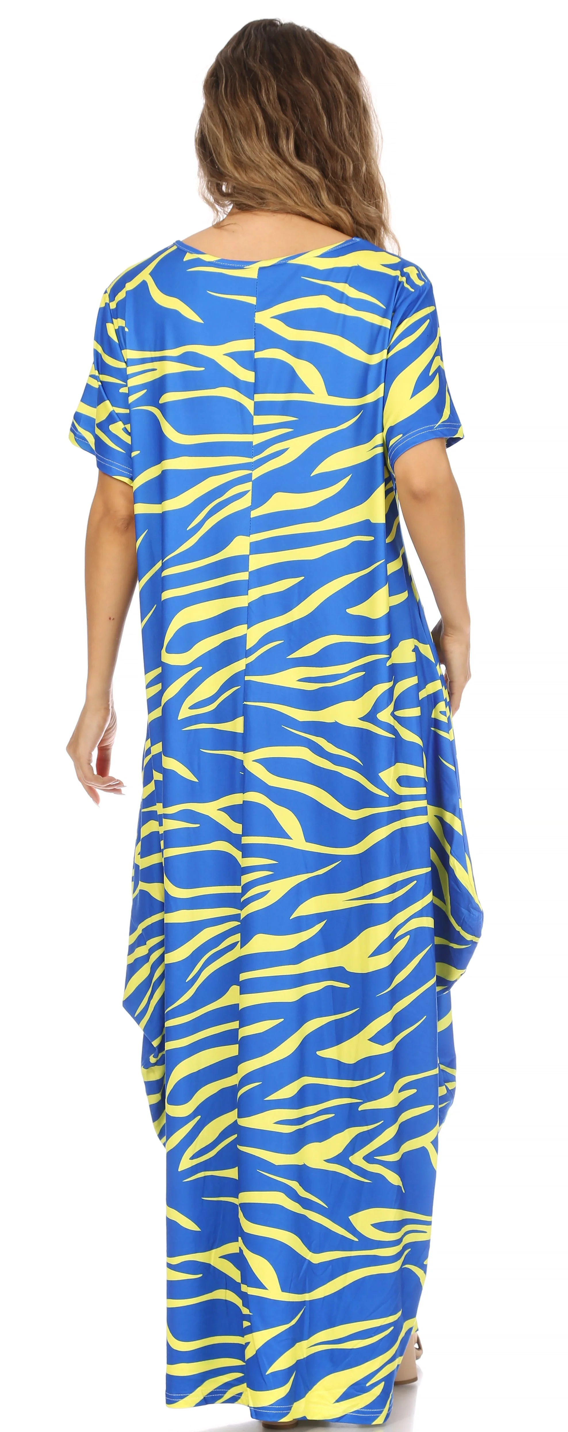 Sakkas Abeni Women's Short Sleeve Casual Print Long Maxi Cover-up Caftan Dress - Image 22