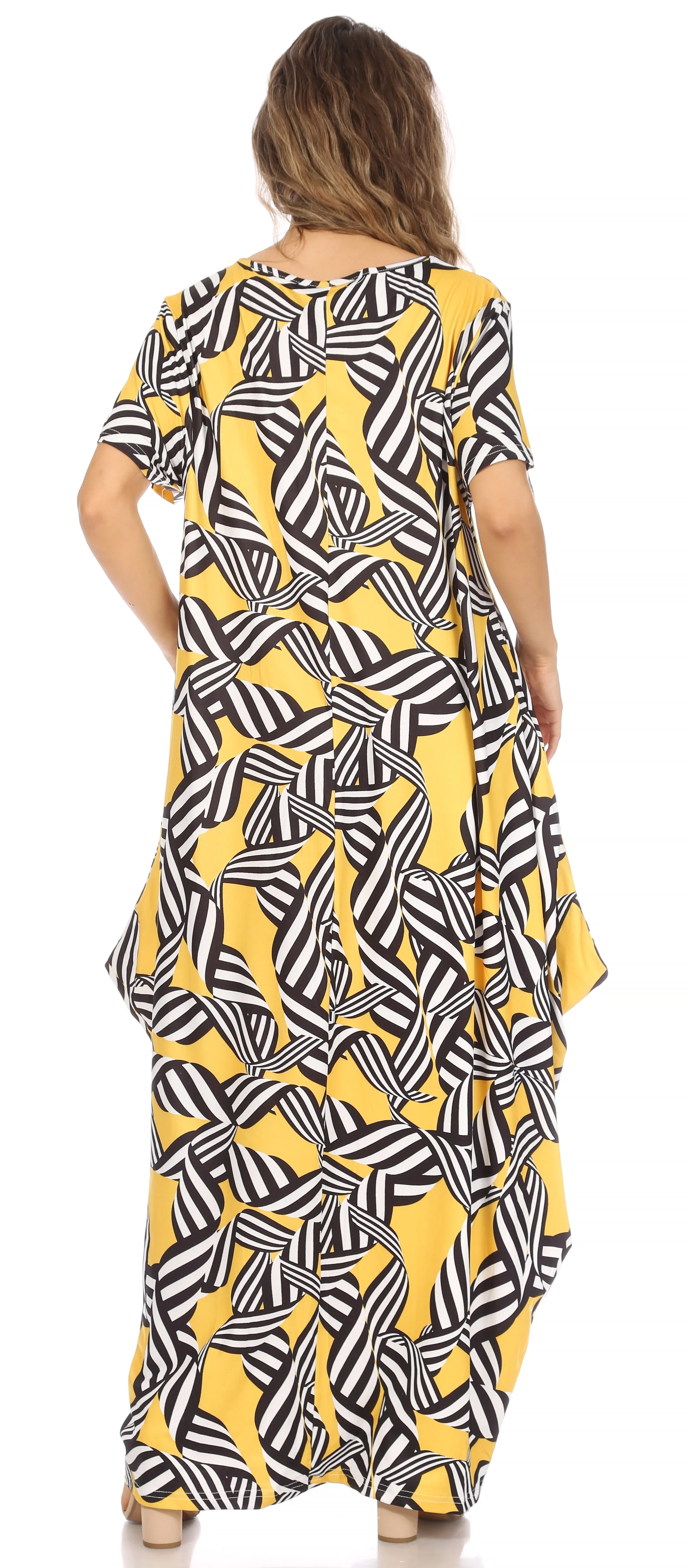 Sakkas Abeni Women's Short Sleeve Casual Print Long Maxi Cover-up Caftan Dress - Image 27