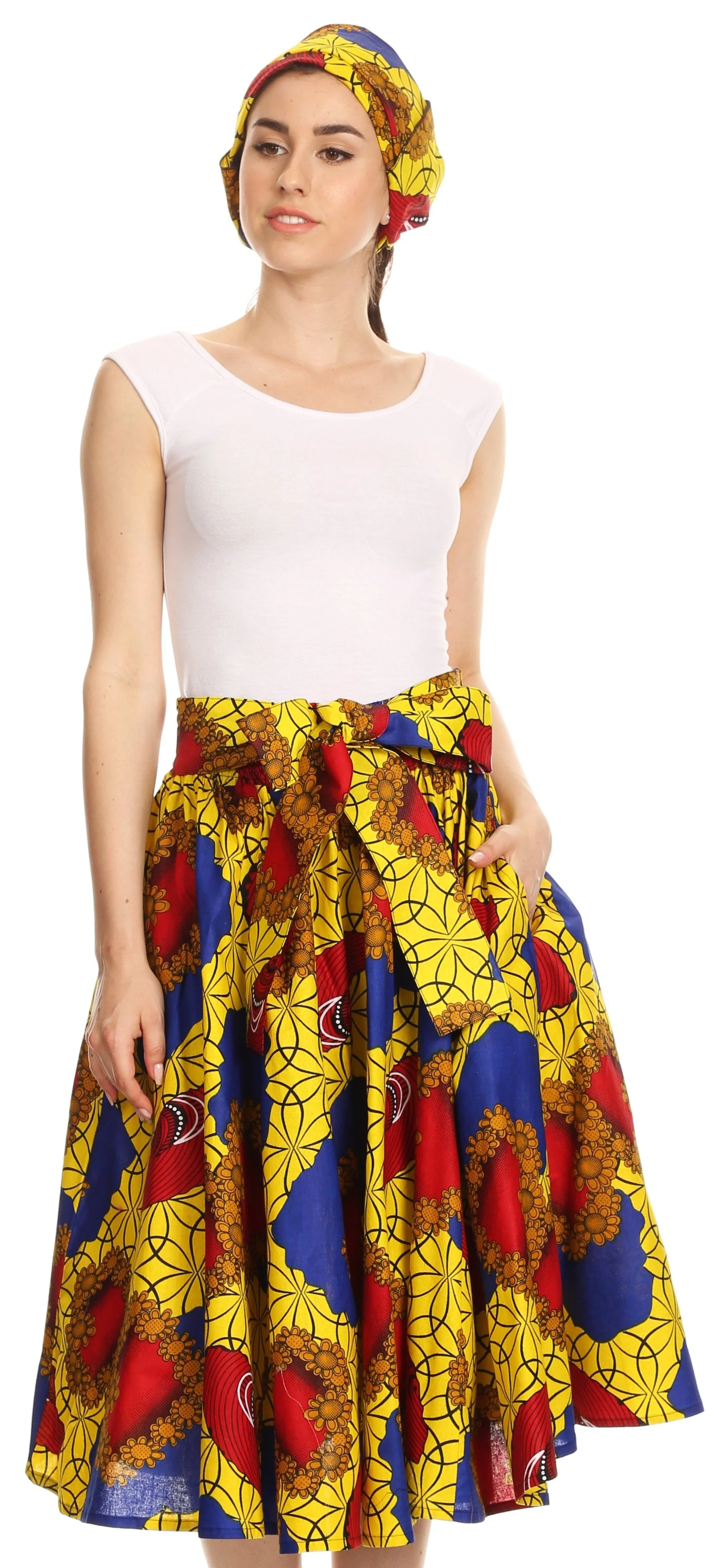 Sakkas African Dutch Ankara Wax Print Full Circle Skirt - Image 12