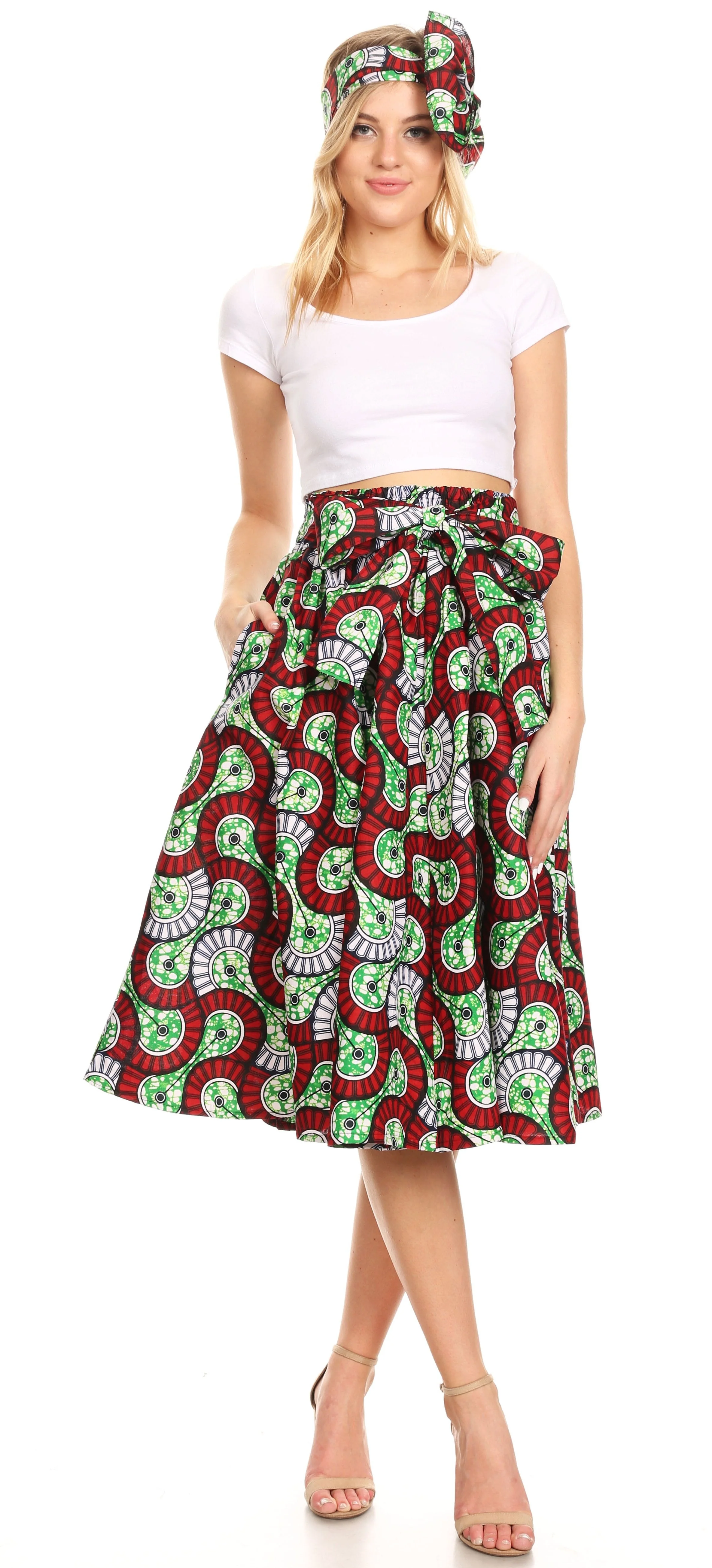 Sakkas African Dutch Ankara Wax Print Full Circle Skirt - Image 128
