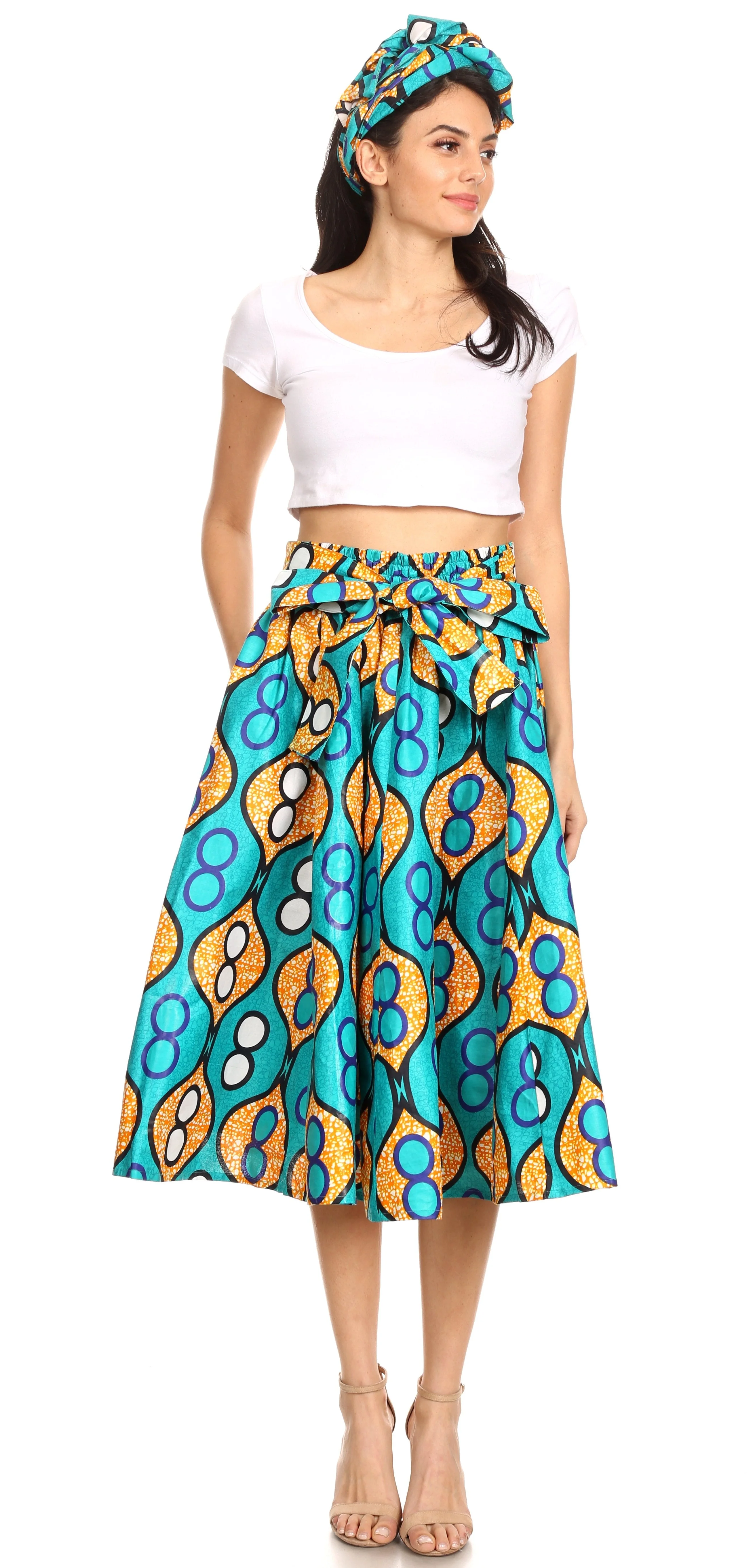 Sakkas African Dutch Ankara Wax Print Full Circle Skirt - Image 134