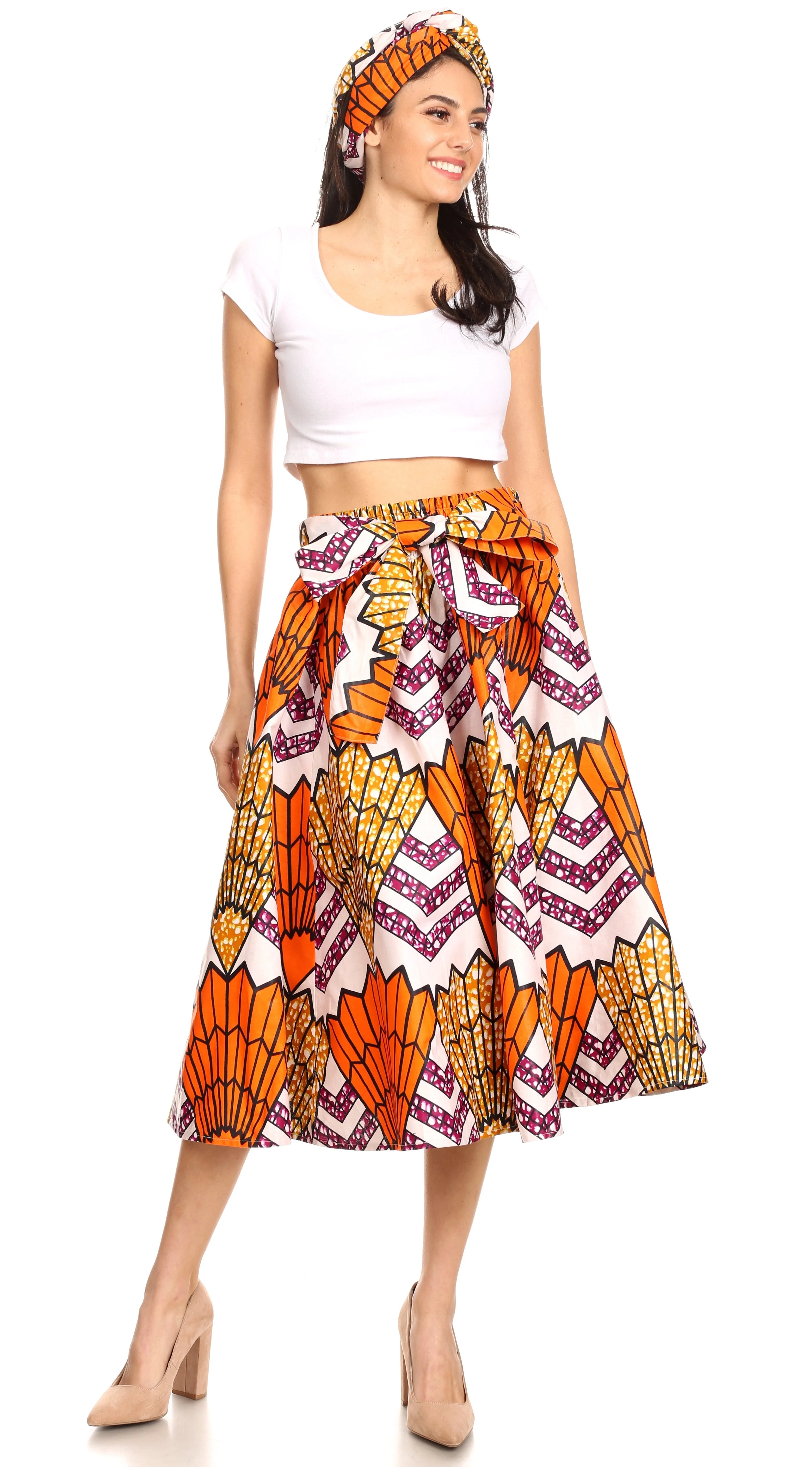 Sakkas African Dutch Ankara Wax Print Full Circle Skirt - Image 137
