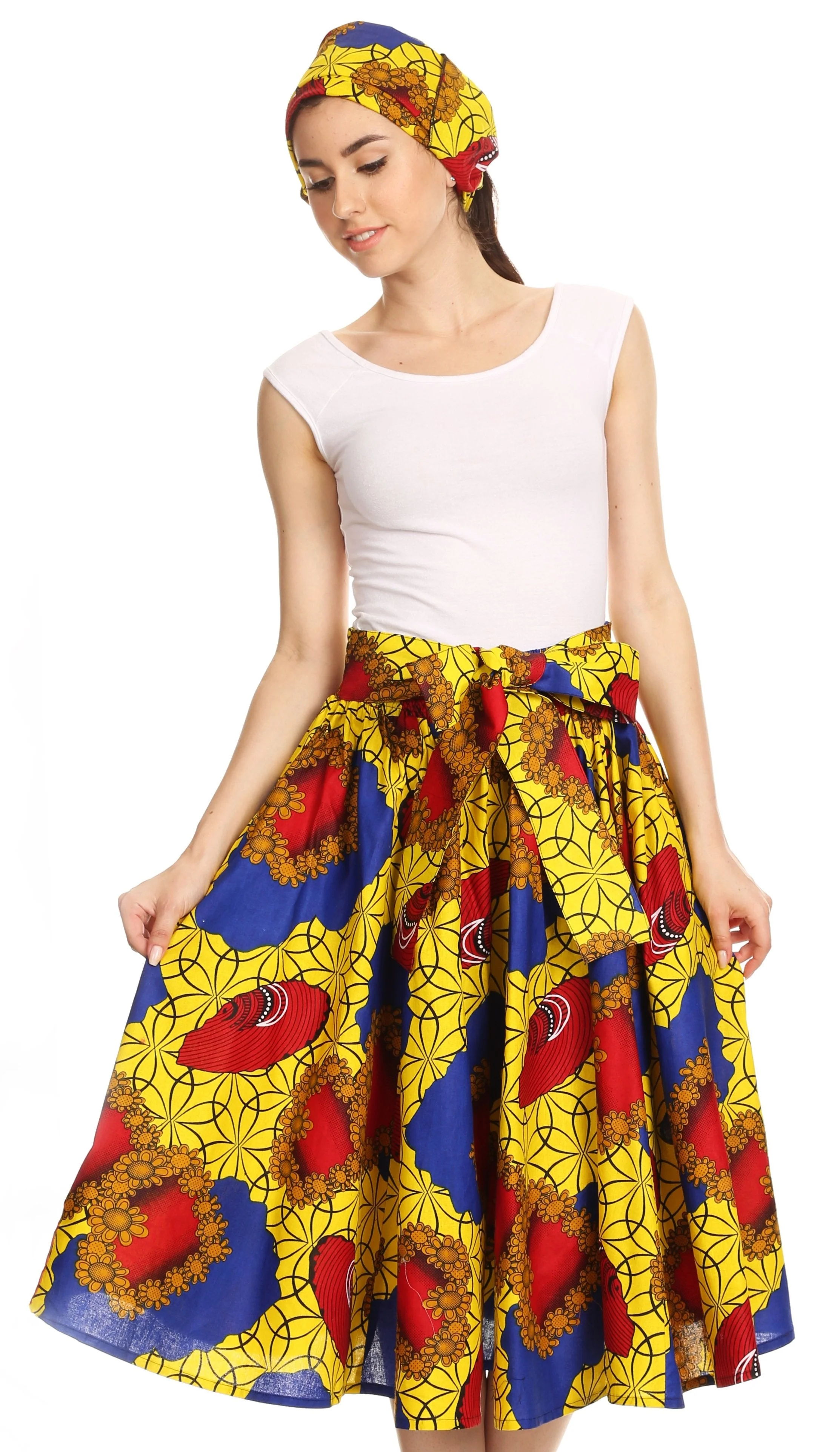 Sakkas African Dutch Ankara Wax Print Full Circle Skirt - Image 14