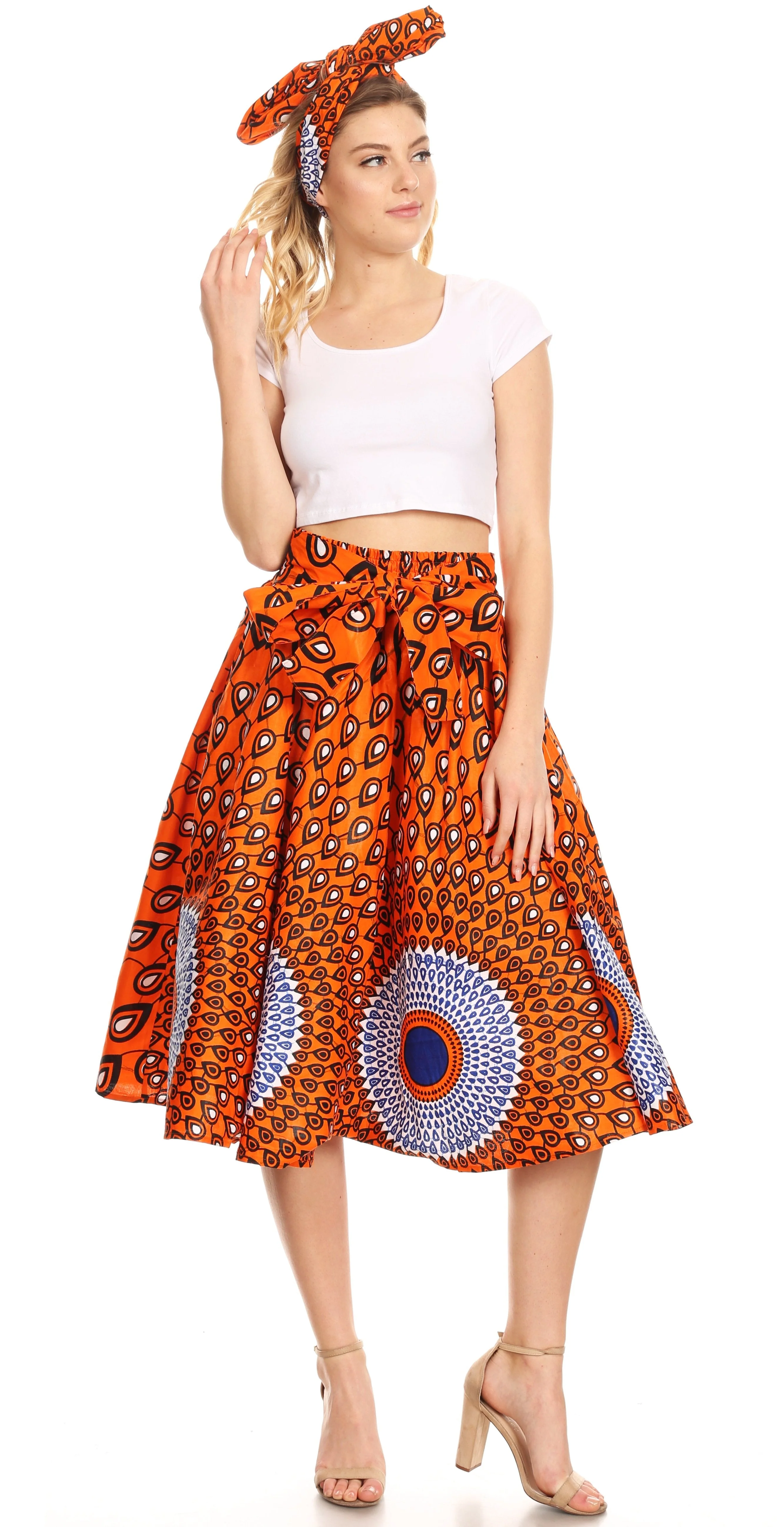 Sakkas African Dutch Ankara Wax Print Full Circle Skirt - Image 155